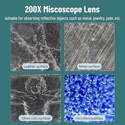 Miniatura 5 de Microscopios de bolsillo para teléfono, zoom 200X clip en microscopios lupa con lente CPL y luz LED, lente microscópica portátil para Huawei para