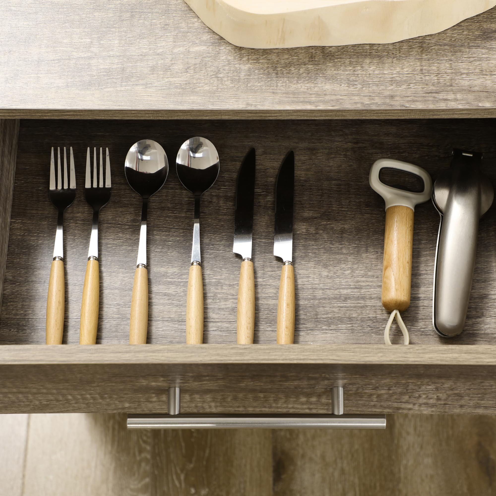 HOMCOM Carrello da Cucina Portavivande con Cassetto, Mensole, Armadietto e 4 Ruote, Legno Truciolare, 60x50x84.5cm, Quercia