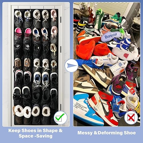 Miniatura 5 de Organizador de zapatos con 35 bolsillos grandes sobre la puerta, bolsillos de malla para zapatos, capacidad para colgar zapatos, zapatero de puerta
