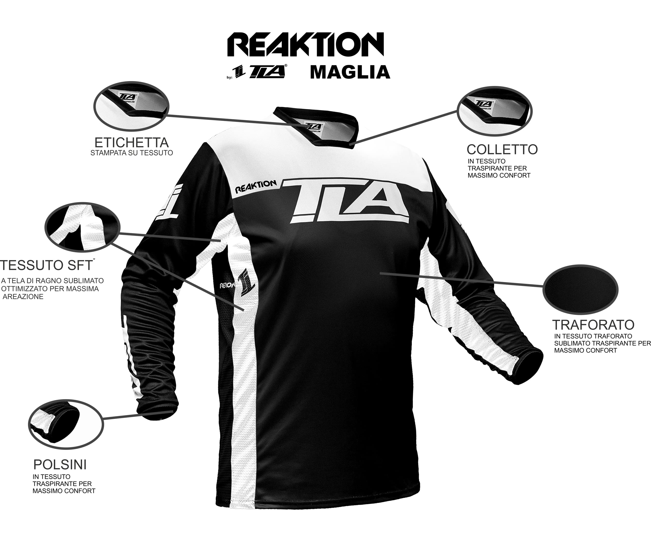 Koszulka Motocross i MTB TLA Reaktion | Koszulka Rowerowa Przekłuta| Koszulka Motocyklowa terenowa | Koszulka MTB Enduro | Cross | BMX | Quad Enduro - niebieska