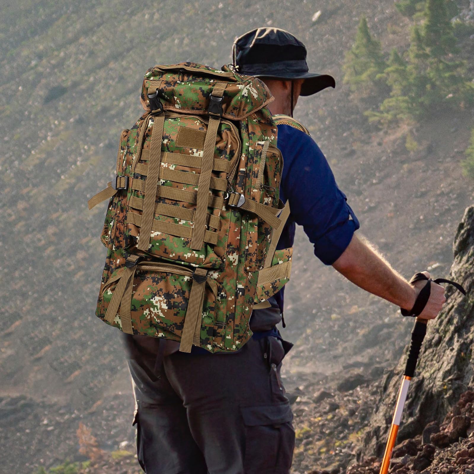 OUNONA 80l Oxford Stoff Outdoor Rucksack für Camping und Wandern Robuster und Organisierter Rucksack für Freizeit und Bergsteigen