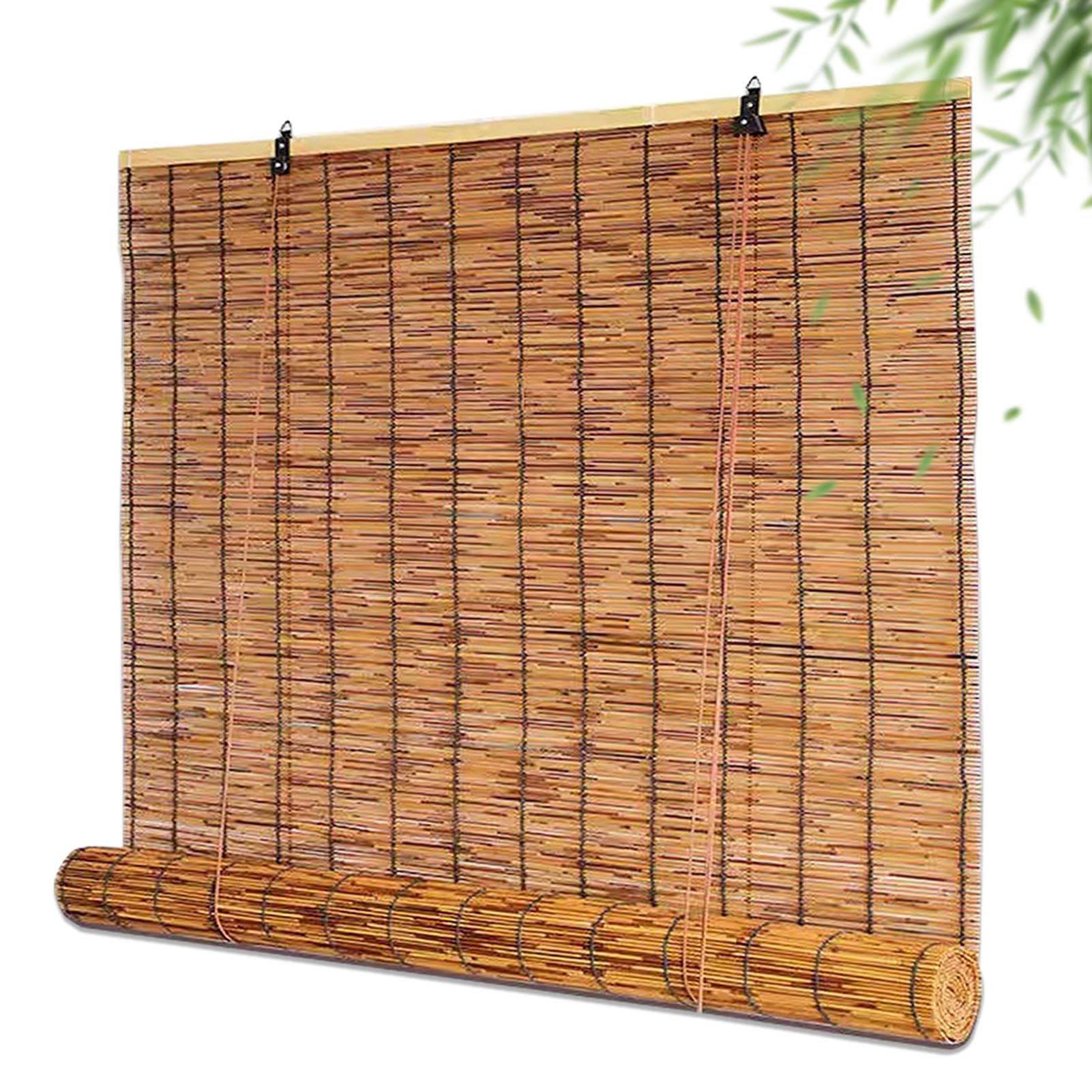 Outdoor Bamboo Blinds 90 100 120 150 160 180cm Wide Roll Up Bamboo Shades Made To Measure Natural Reed Curtains Roman With Lifter Outdoor Roller Blinds For Kitchen Windows Pergola Balcony Door