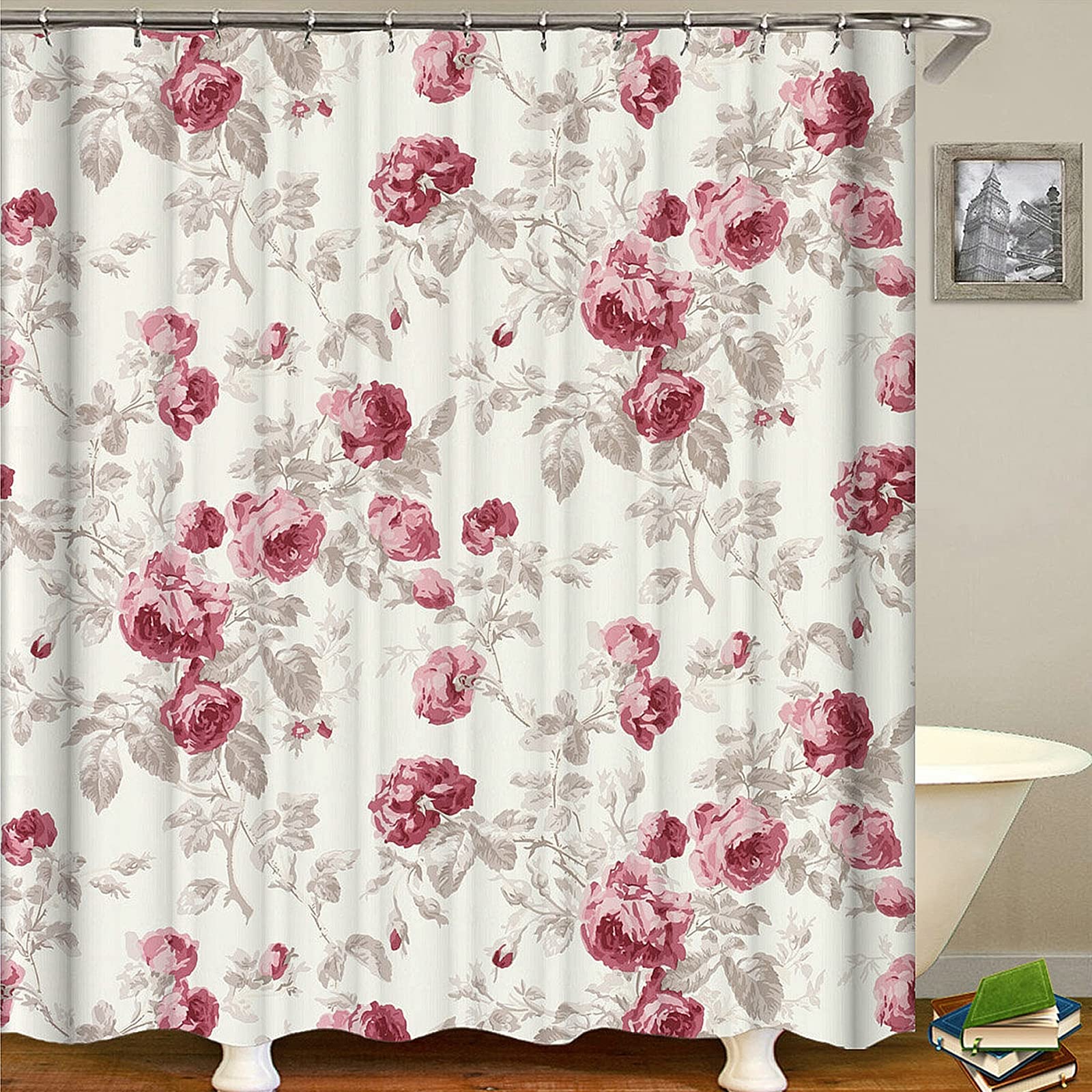 Rideau de douche en tissu polyester lavable anti moisissure imprimé 120x180