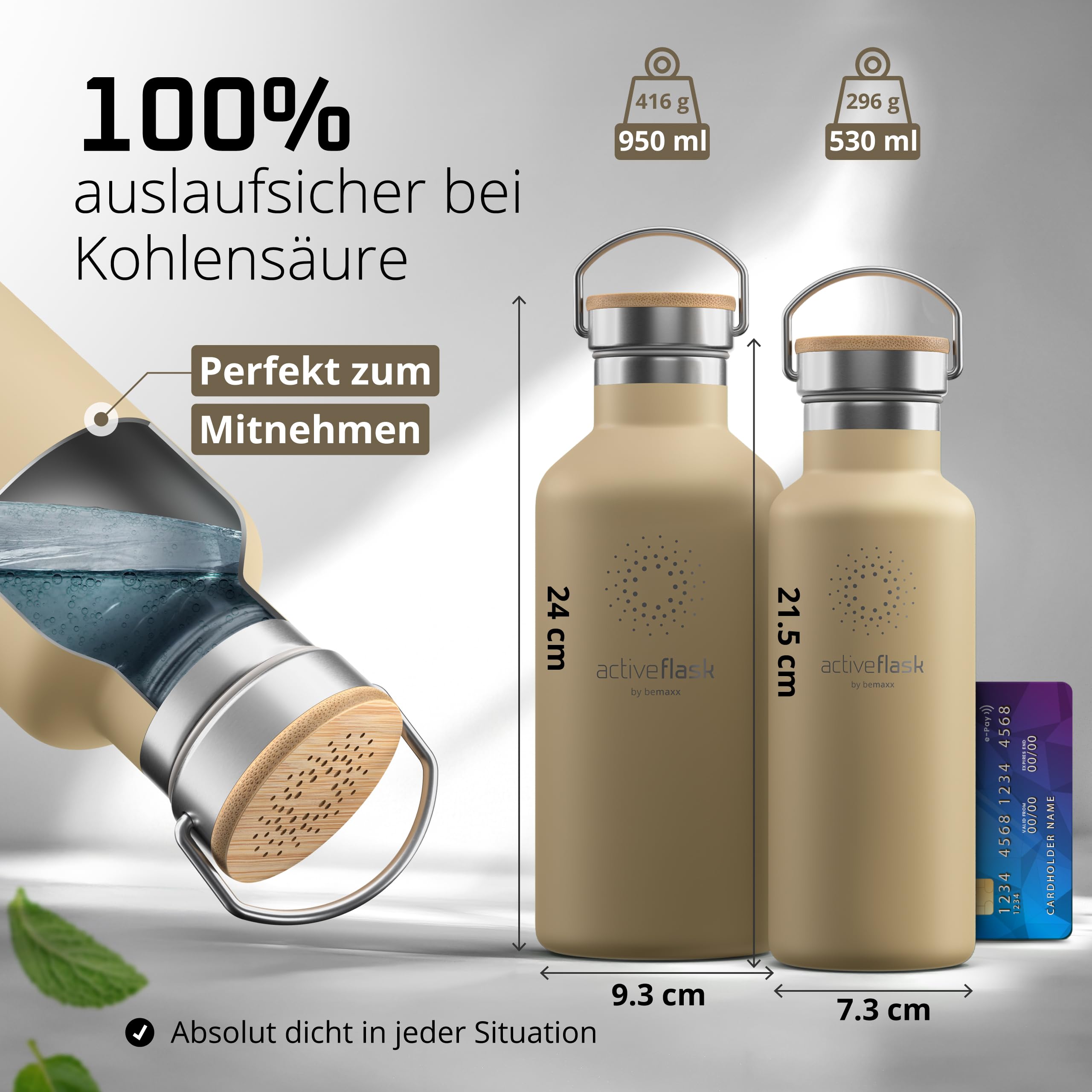 Trinkflasche Edelstahl mit Strohhalm, Infuser + 3 Deckel: BPA-frei, Auslaufsicher, Kohlensäure geeignet - Wasserflasche Fahrrad Thermosflasche Isoliert Isolierflasche Sport Wasser Flasche Kinder Tee