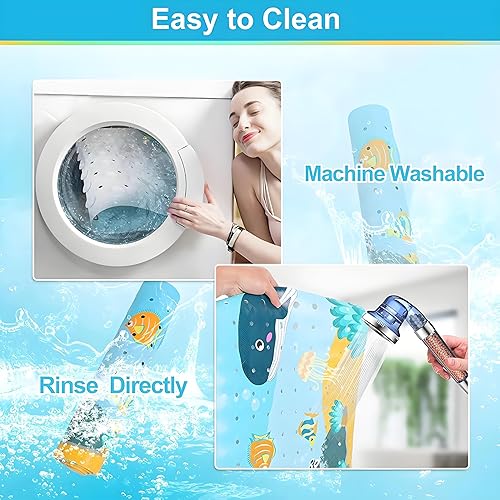 Miniatura 7 de Tapete de ducha antideslizante para niños, extra largo de 40 x 16 pulgadas, lavable a máquina con agujeros de drenaje, ventosas para suelo de baño,