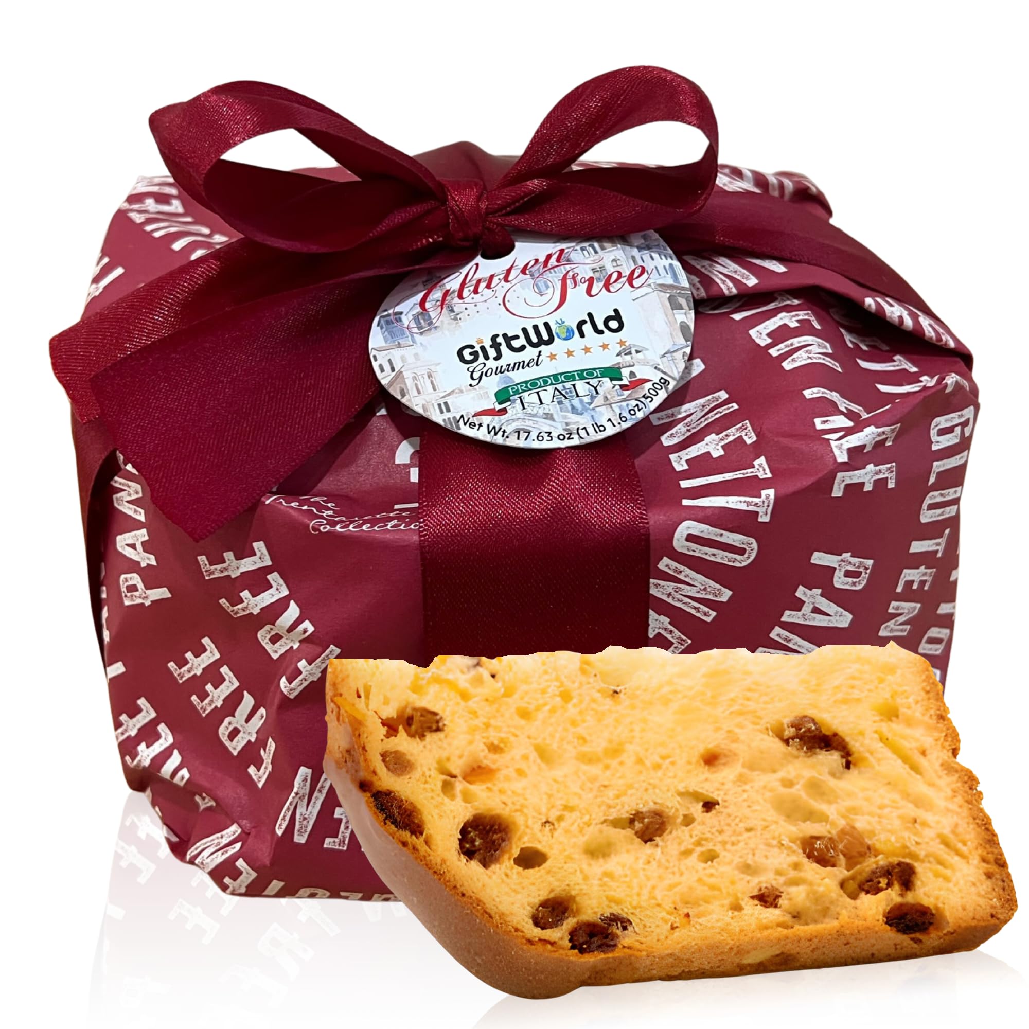 Panettone Cake Gift Box, Gluten Free - Imported From Italy - Traditional Italian Christmas Cake, Holiday Dessert Treat for Christmas Celebrations, Christmas Food Gifts - 1.1 Lbs