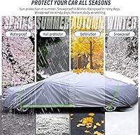 Vista 3 de BYDOLL Funda impermeable para automóvil para todo tipo de clima, 6 capas, a prueba de nieve, resistente al viento, protector de granizo, cubiertas
