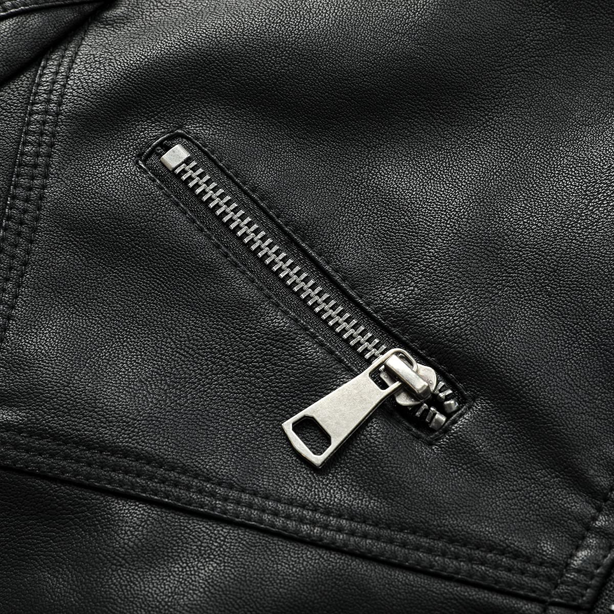 Sliktaa Hommes Blouson en Similicuir Écologique d'hiver avec Un Col Montant Haut de Transition Matelassee Moto Pilote Zippé Fermeture Eclair Casual Veste en Cuir Cool Classique