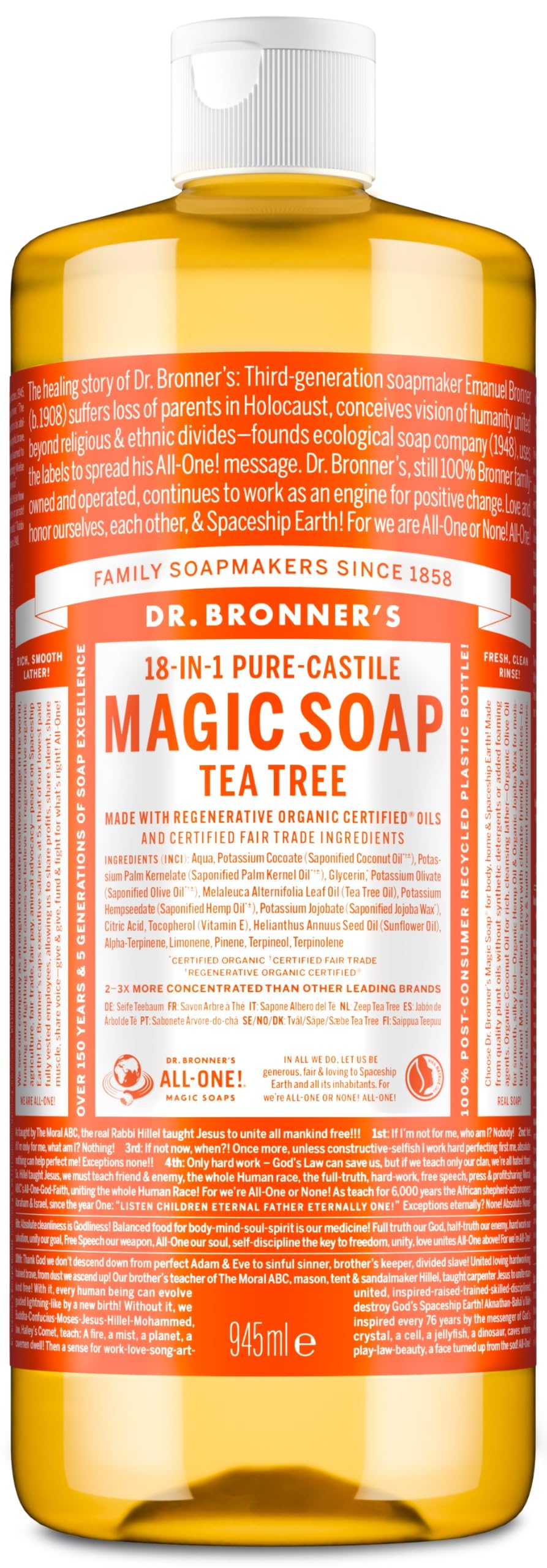 Dr. Bronner's Tea Tree All-One Magic Soap - 945ml