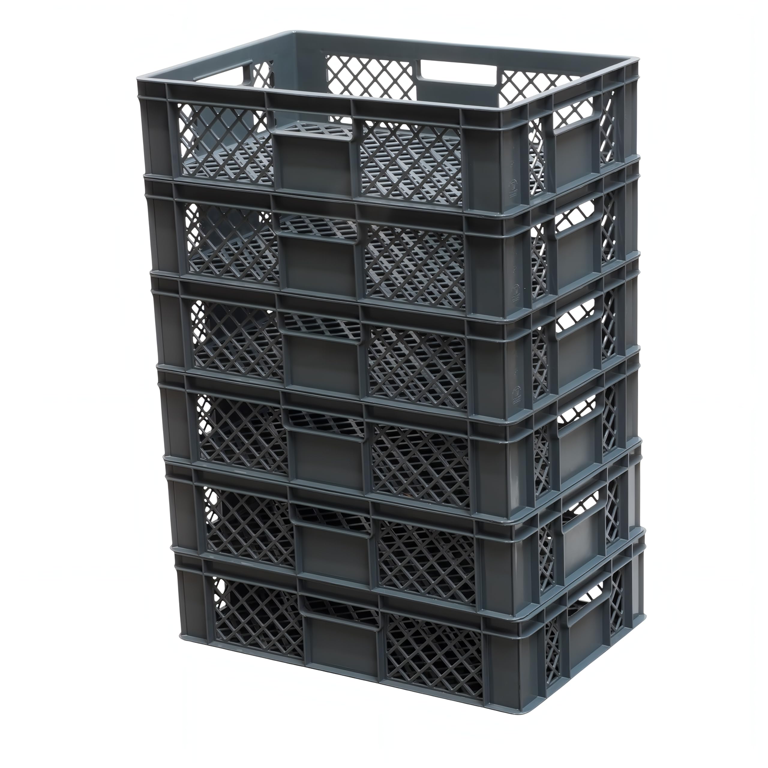 Logiplast 6 Stück Bäckerkisten Brotkisten 600 x 400 x 150 mm in Grau