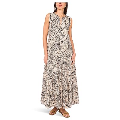 Vince Camuto Sleeveless Crochet Trim Tiered Maxi Women