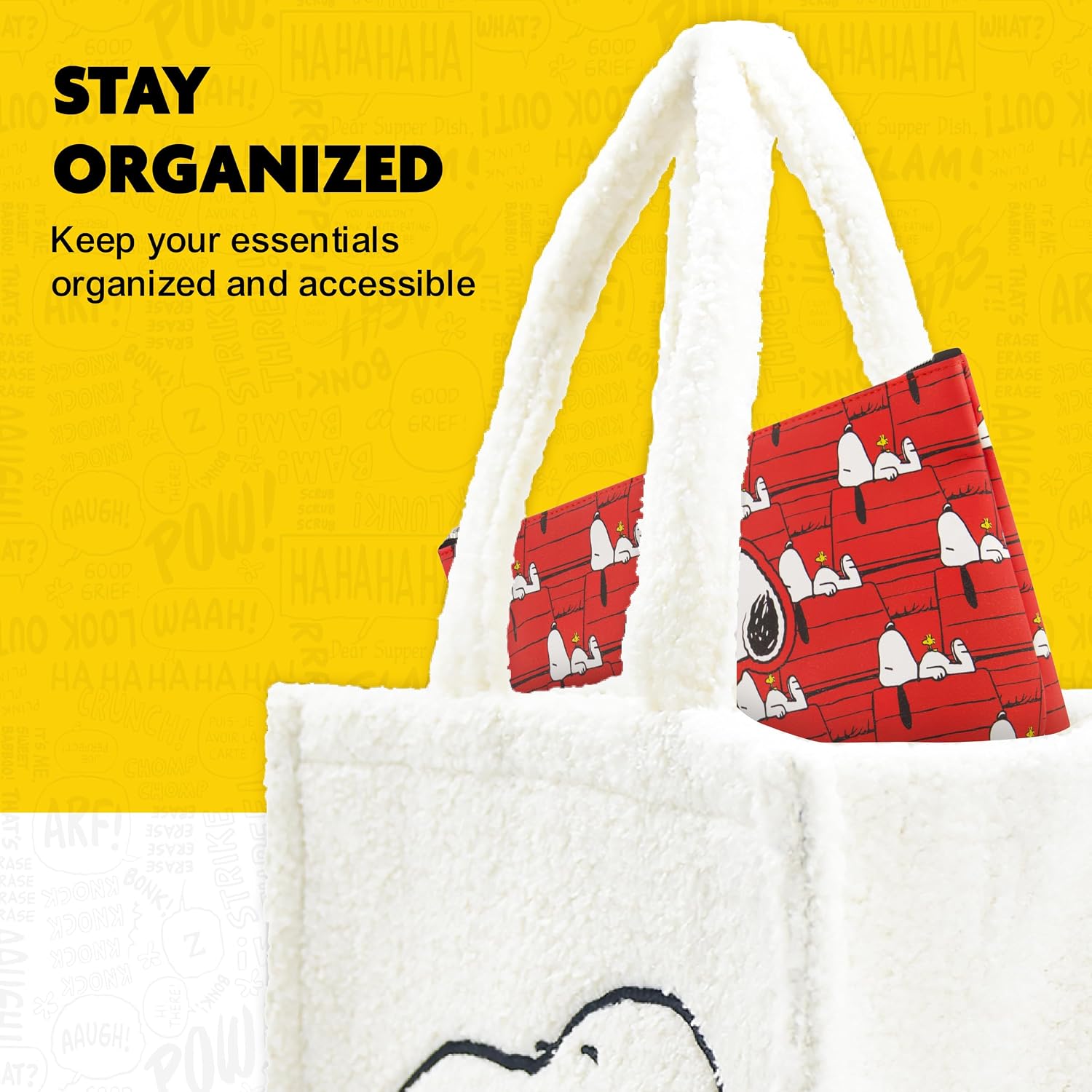 Concept One Peanuts Snoopy and Woodstock Women's Makeup Bag, Red