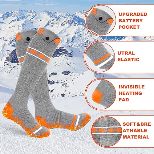 Miniatura 4 de Calcetines calefactables para hombres y mujeres, 5000 mAh recargable, calcetines de calefacción eléctrica con 3 ajustes de calefacción y aplicación
