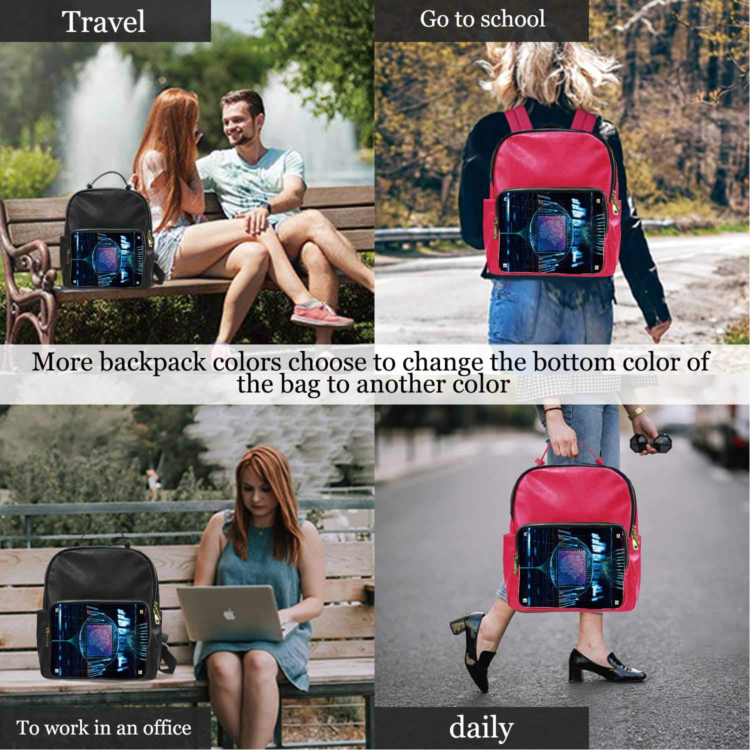 AI Artificial Intelligence Concept,Leather Sports Bag Tote ?for Women 15IN