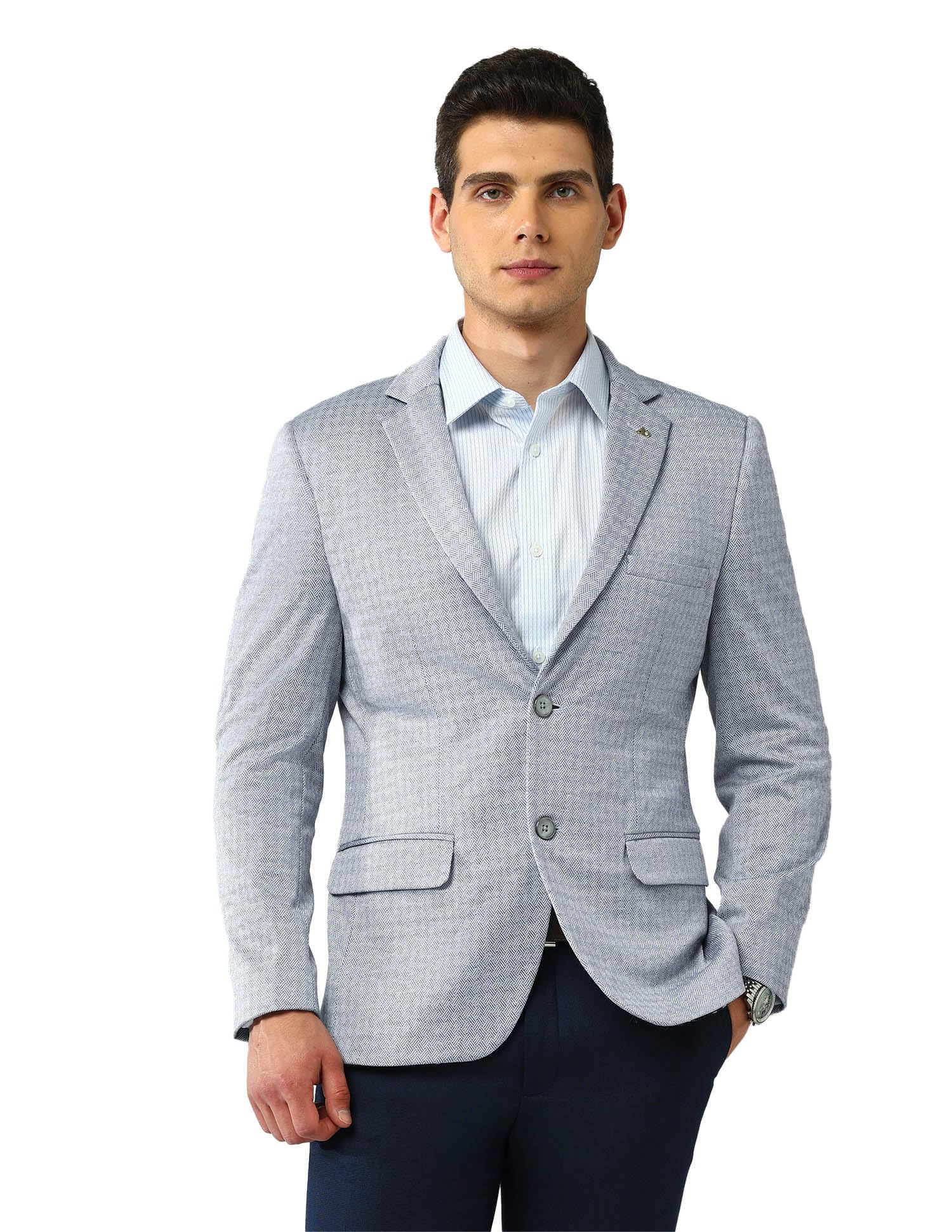 arvind Tailored Fit Textured Blazer-picture-37