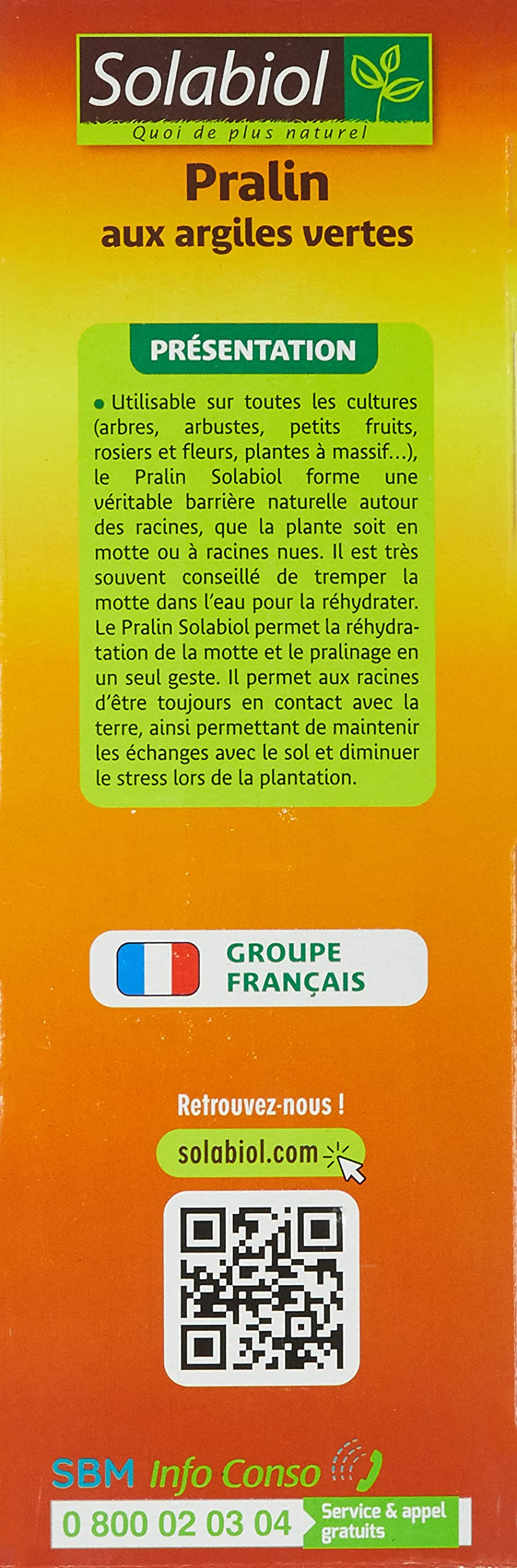 SOLABIOL Pralin Aux Argiles Vertes - 2,4Kg - Jusqu'à 3L De Pralin - Enrobe Les Racines Pour Un Meilleur Ancrage - Maintient L'Hydradation Des Racines - Utilisable En Agriculture Biologique SOPRAL3