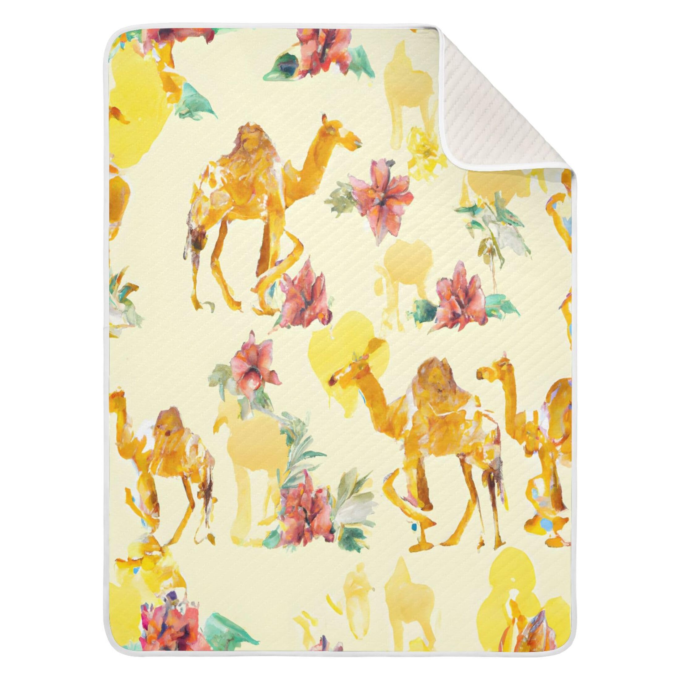 Burbuja Hibiscus Camels Drawing Baby Blanket for Boys Girls, Nursery Soft Warm Swaddling Receiving Baby Blankets, 30x40 in Toddler Blanket