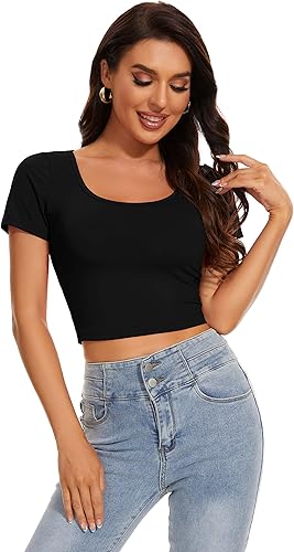 Miniatura 3 de Camisetas cortas básicas de manga corta atléticas para mujer