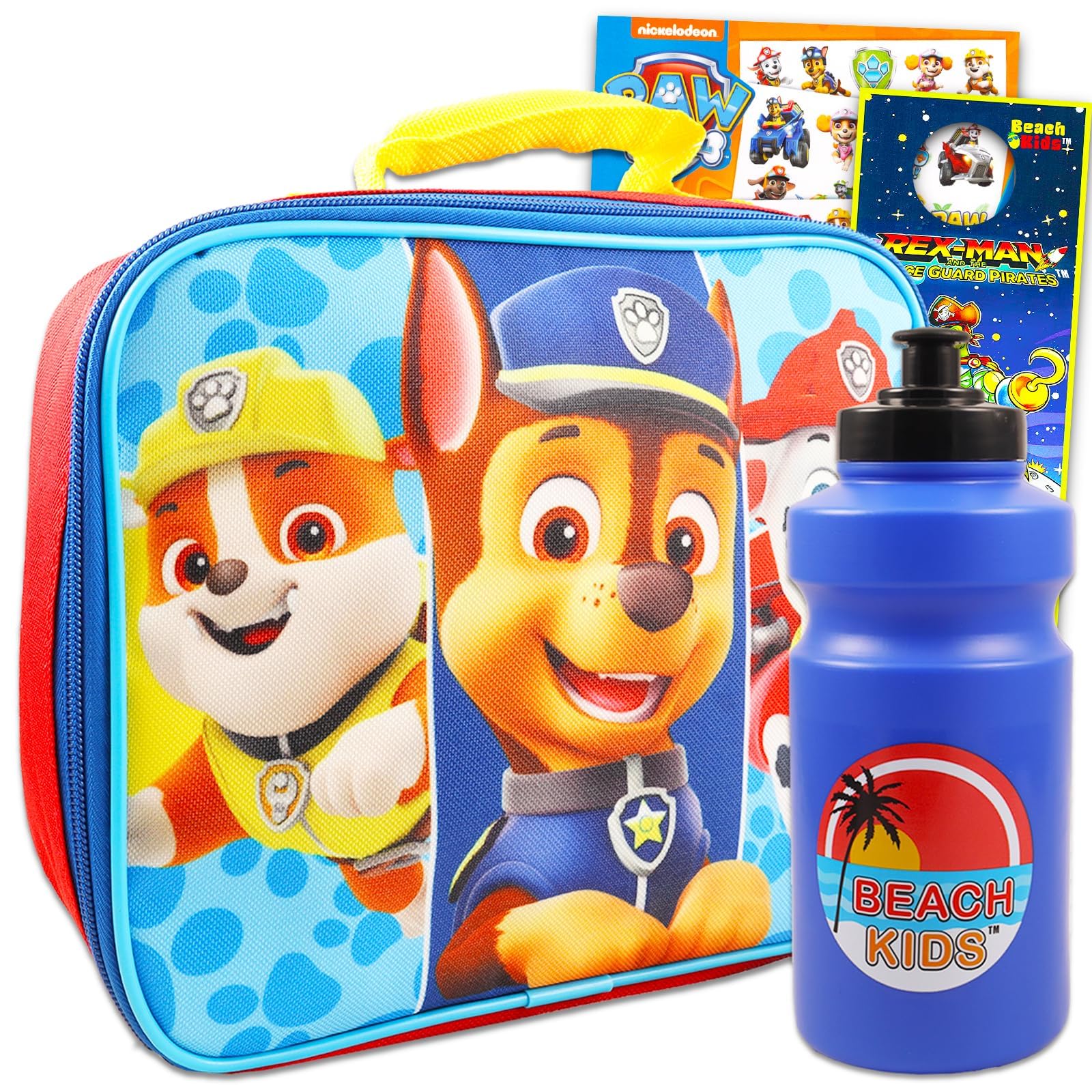 Nick Shop Paw Patrol Water Bottle Lunch Bag ~ 5 Pc Bundle with Paw Patrol Lunch Box, Water Bottle, Tattoos and Door Hanger (Paw Patrol School Supplies)