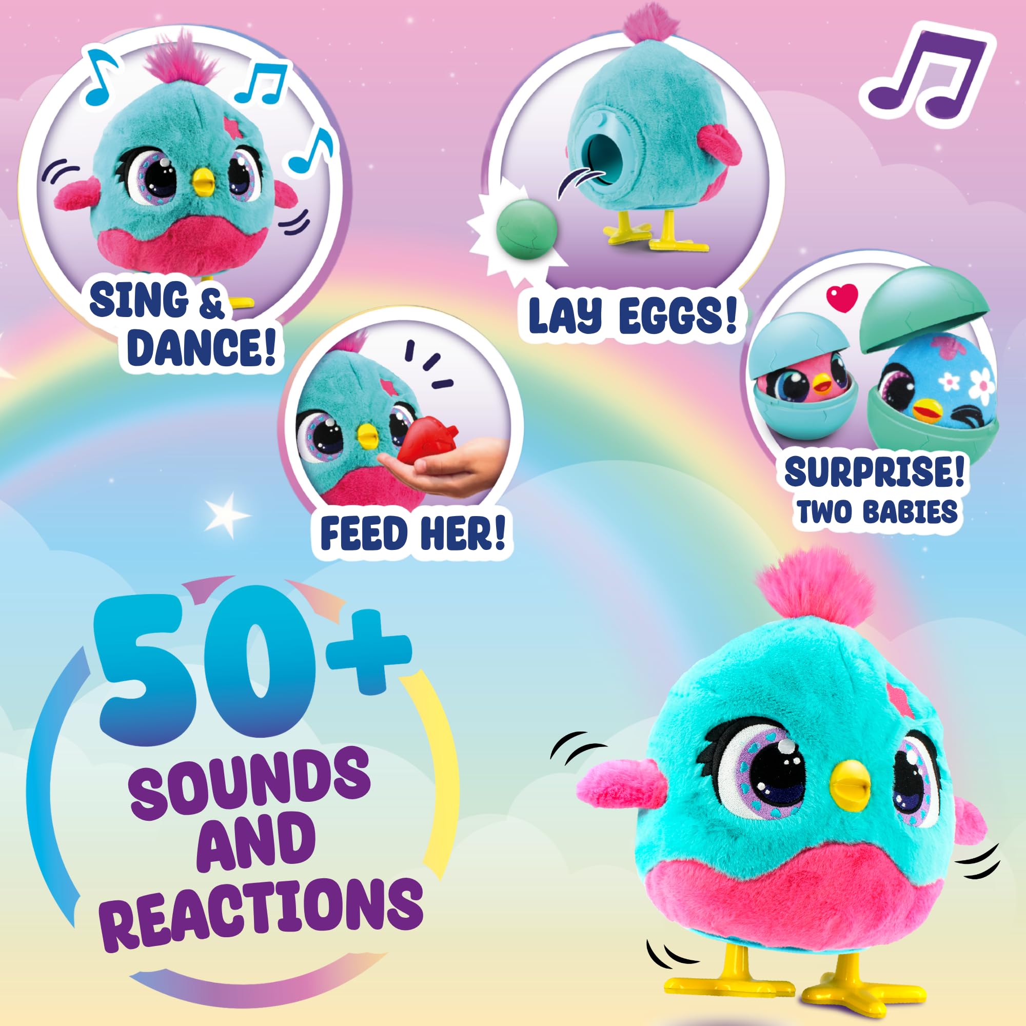 Funtasy Family Chick a Boo, Electronic Kids Chicken Toy, Cute Interactive Plush Pet & Adorable Hen, 50+ Sounds & Reactions - Image 3