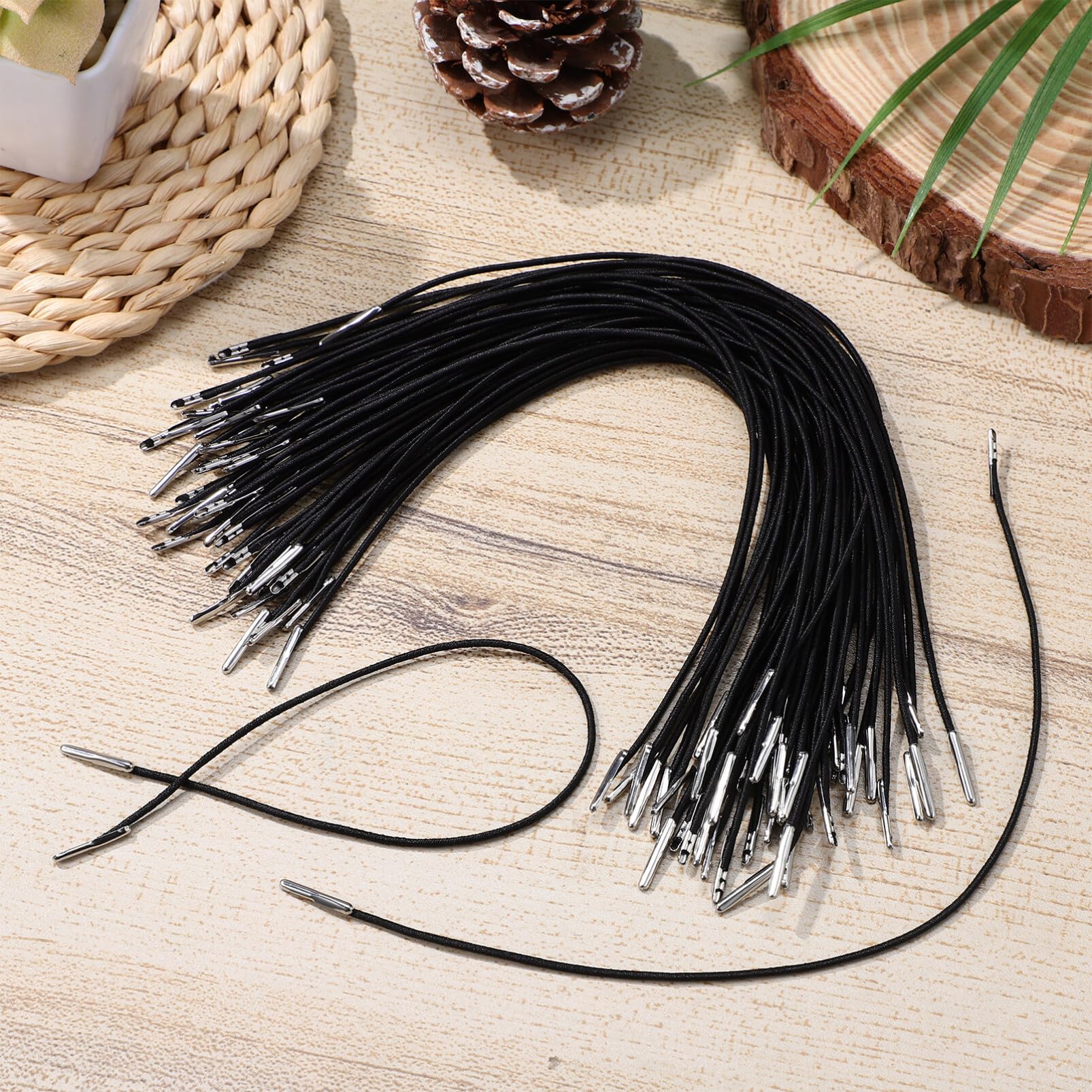 Operitacx Elastic Barbed Cords 10 Inch Highly Stretchable Round Strings for Diy Crafts Sewing Masks with Metal Ends Durable Elastic Rope for Home and Party Use - Image 3