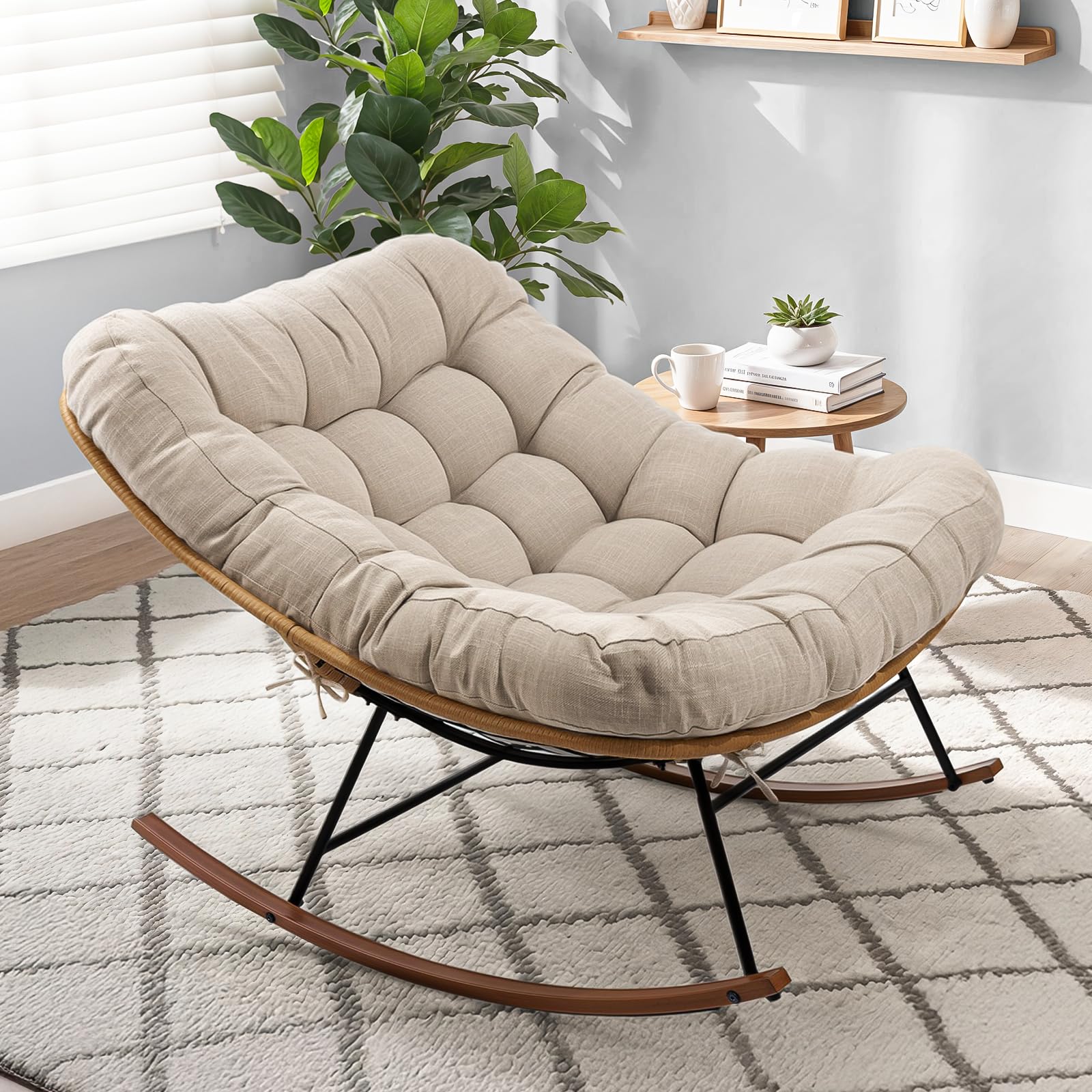 Amazon.com: Bme Patio Rocking Chair Outdoor & Indoor, Beige