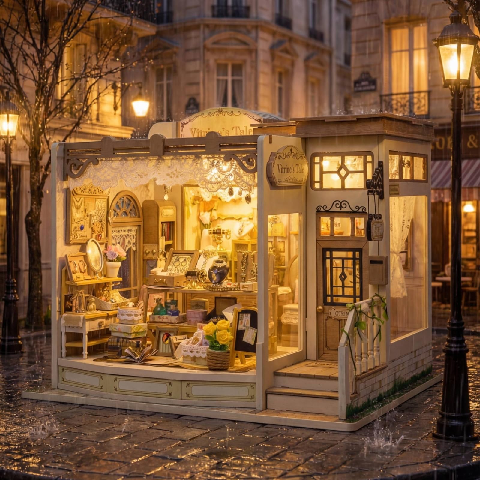 Miniatur-Schmuckladen detailgetreu Schmuckgeschäft-Modellbausatz kompakt Modellhaus für Sammler, Regal