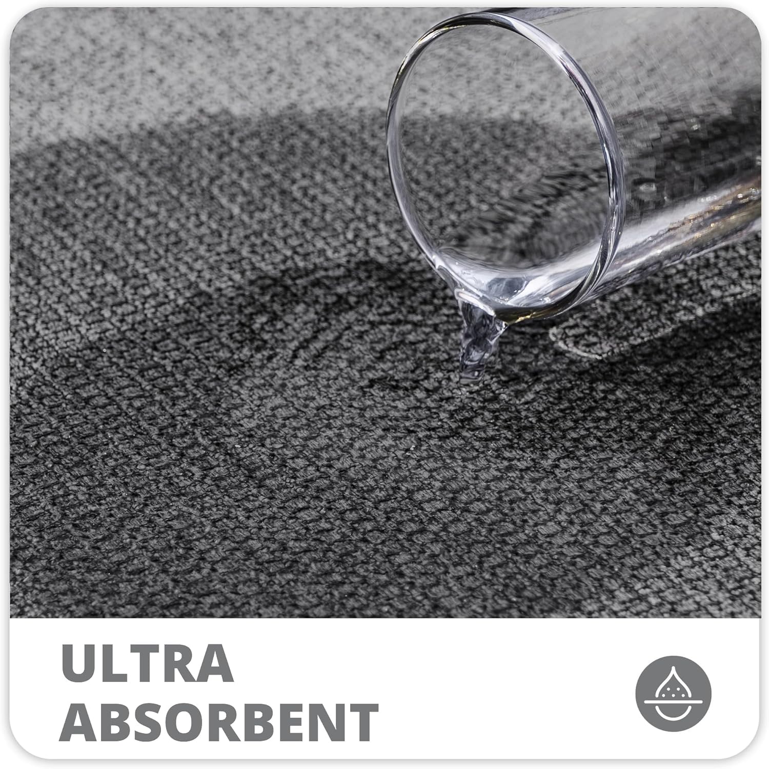 Bathroom Rugs Set 2 Pieces,Thin Bathroom Mats,Toilet Rugs,Quick Dry,Non-Slip,Machine Washable,Low Pile,Absorbent Bath Mats,Shower,Sink,Home Decor Accessories.Dark Grey,1'5"x2'3"+1'8"x2" U Shape - Image 3