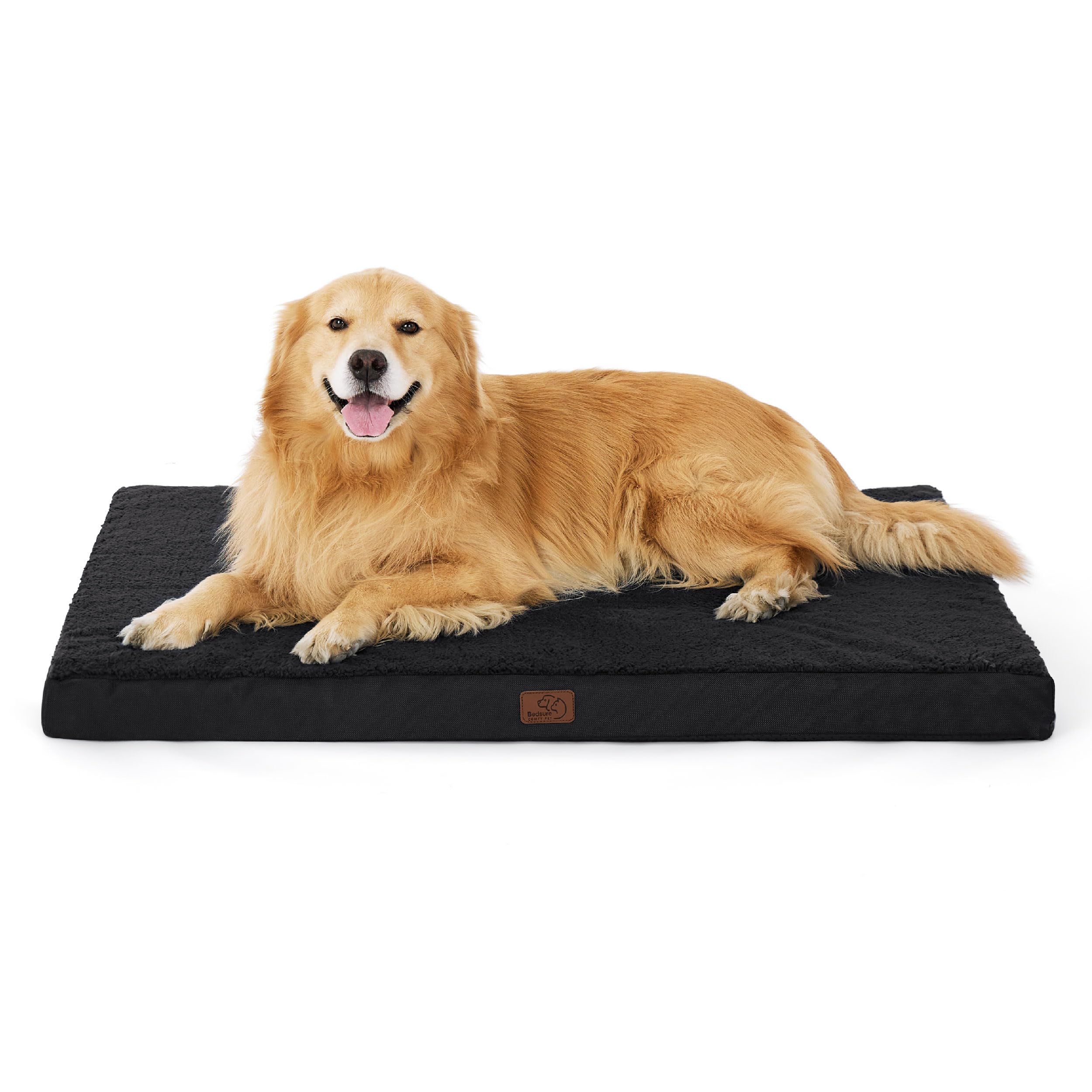 Bedsure Cuccia Cane Sfoderabile Lavabile Cuscino, 112x81x8 cm Nero | Schiuma a celle d’uovo ortopedica, tappetino cane taglia grande comodo e piatto, per animali fino a 30 kg