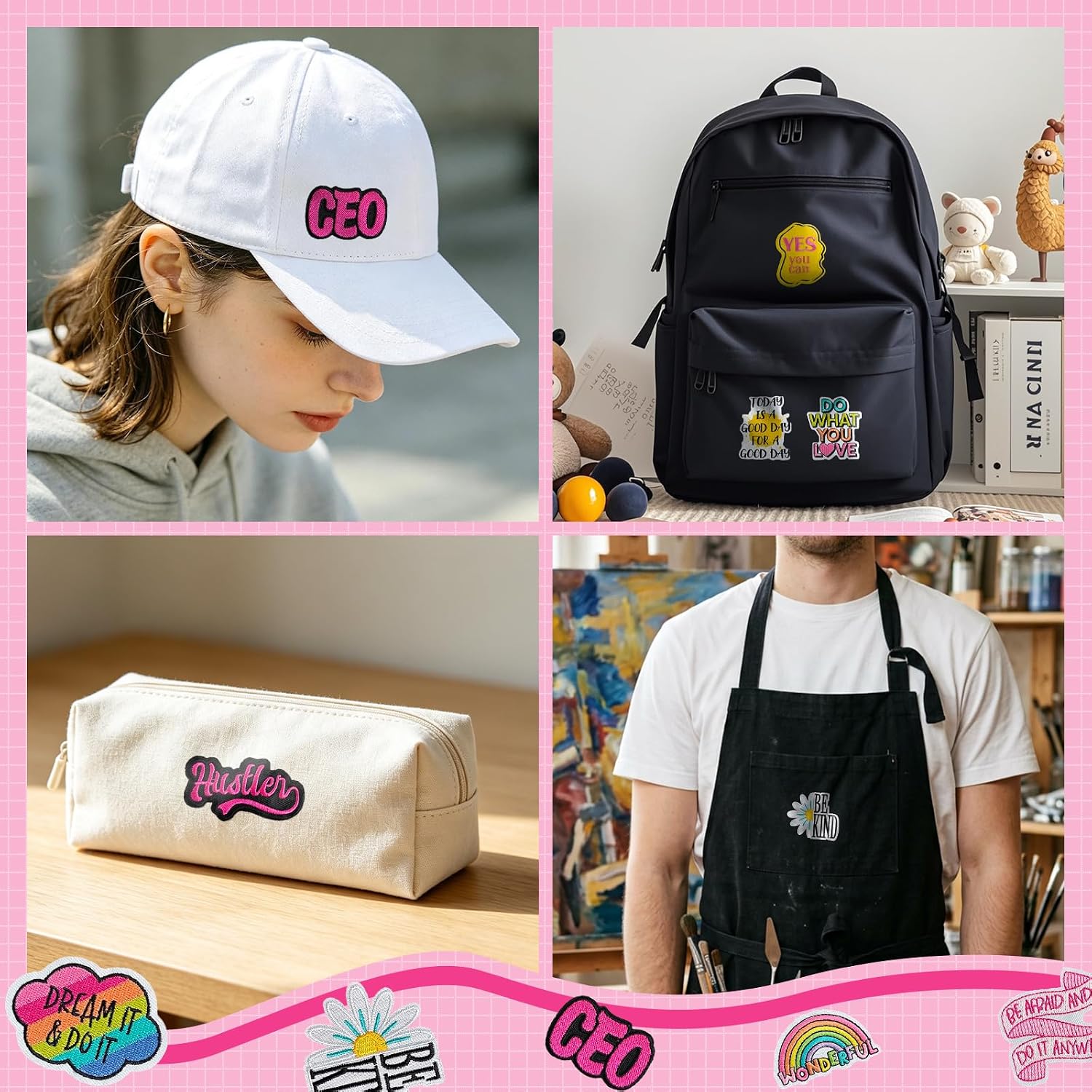 25 Pcs Phrase Iron on Patches, Girls Positive Embroidered Sew on Applique DIY Crafts for Clothes, Hats, Jackets, Jeans, Backpacks