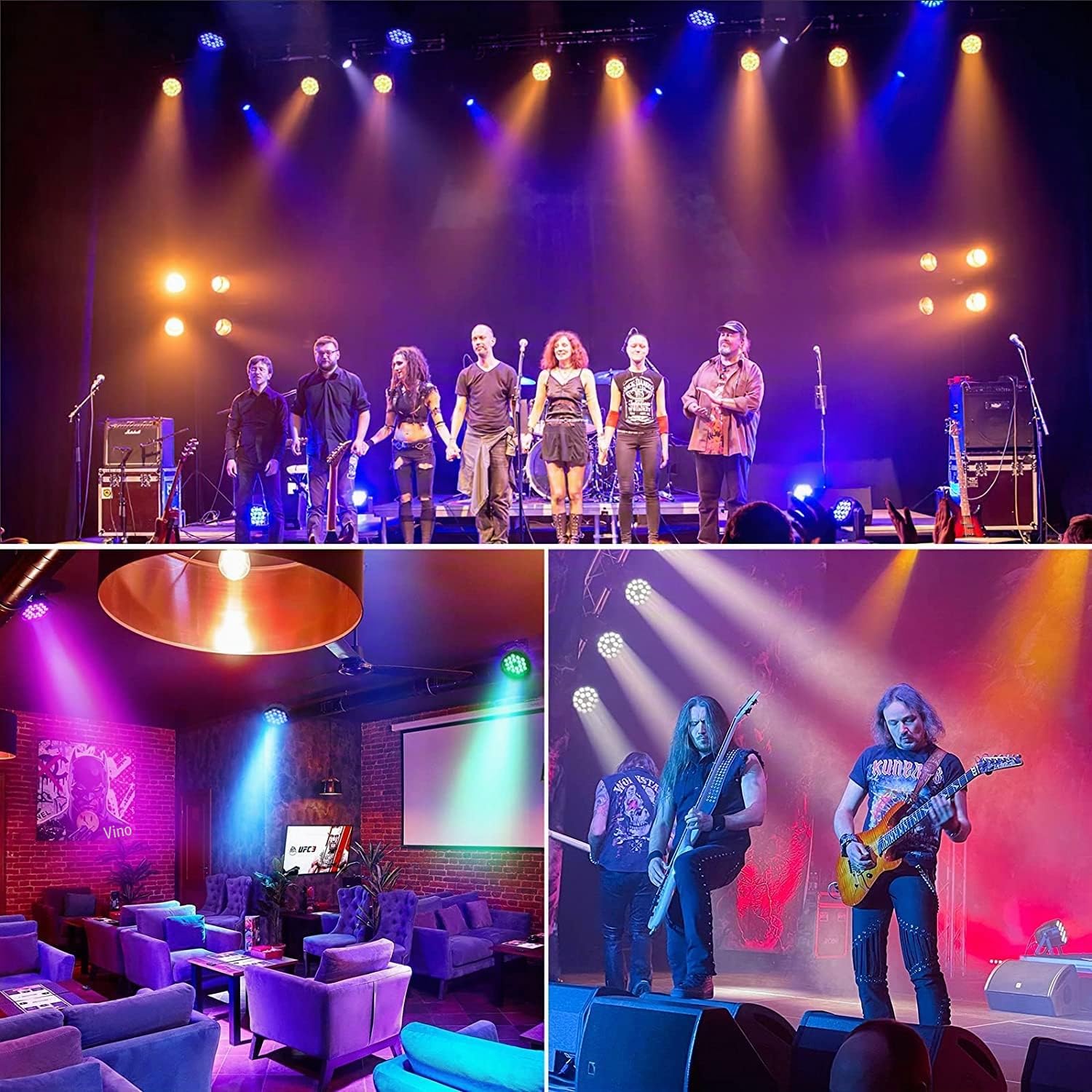 U`King 4PCS RGB Par LED Batteria con Borsa, Ricaricabile 72W Luce da Palco Esterni con Telecomando, Illuminazione Discoteca 7 Modalità per Festa DJ Bar Concerti Halloween Natale