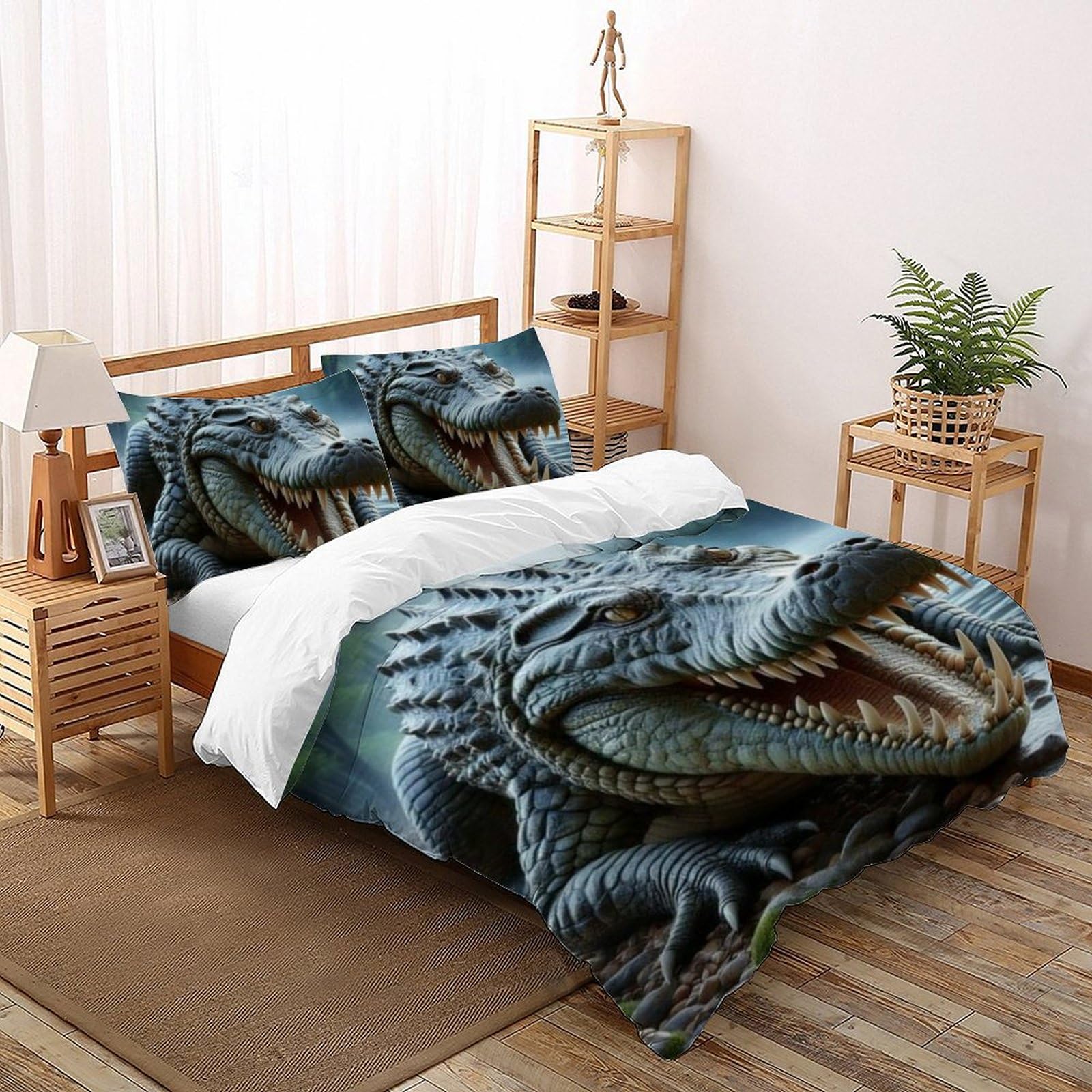 Housse de couette double animaux 200x200 microfibre avec taies