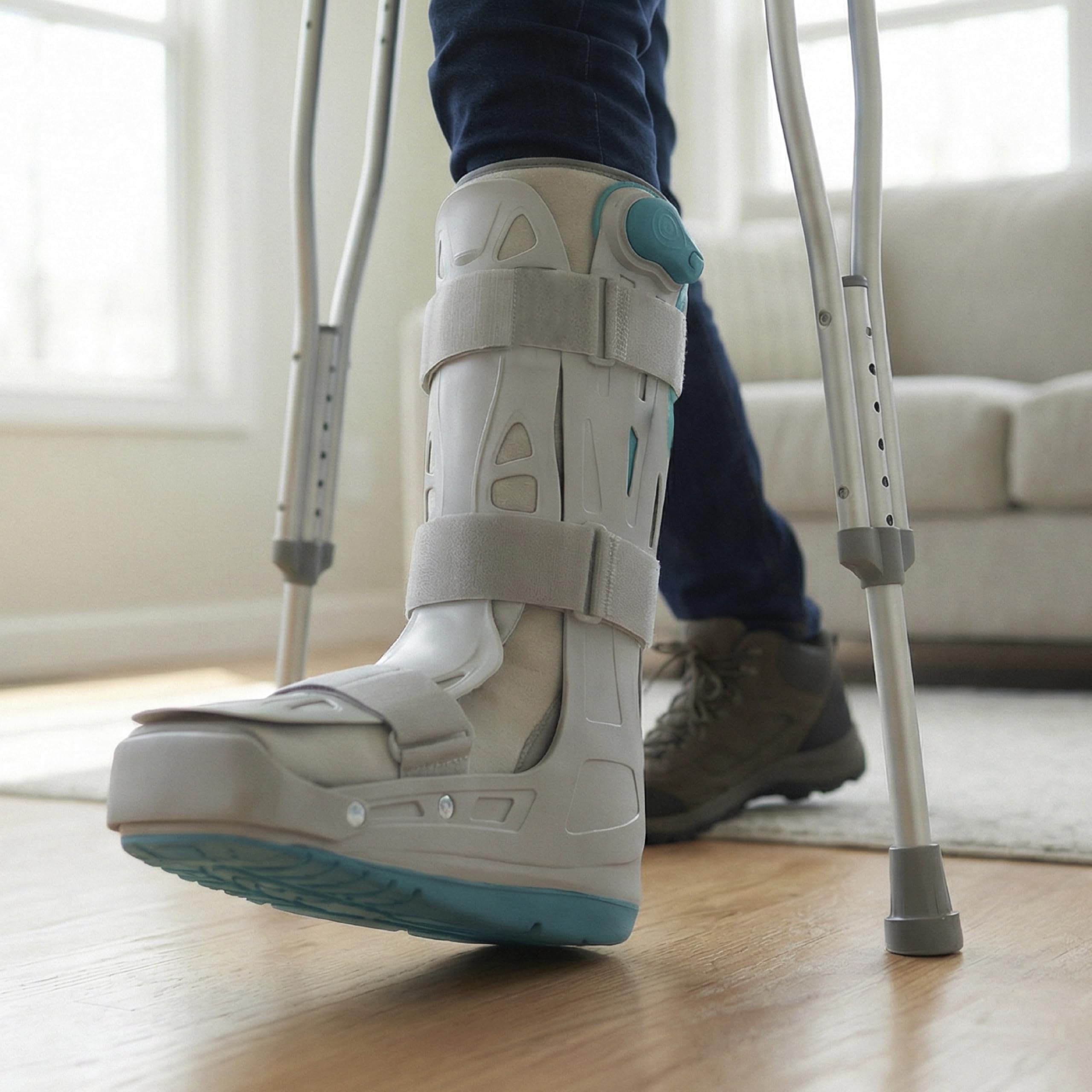 KMINA Tutore Walker Alto Gonfiabile S (Taglie 35,5 a 39,5), Stivale Ortopedico per Immobilizzazione di Piede e Caviglia, Regolazione Pneumatica con Valvola, Unisex Destro o Sinistro