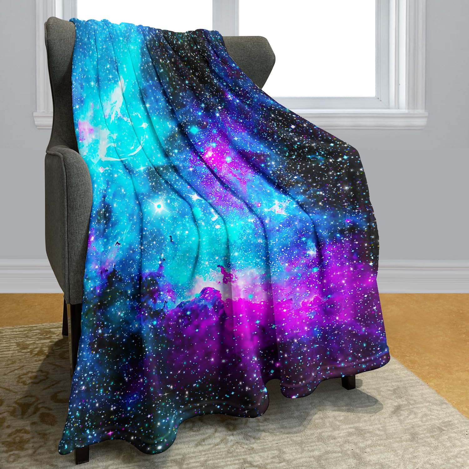 YISUMEI Decke 150x200 cm Kuscheldecken Sanft Flanell Weich Fleecedecke Nebel Galaxie