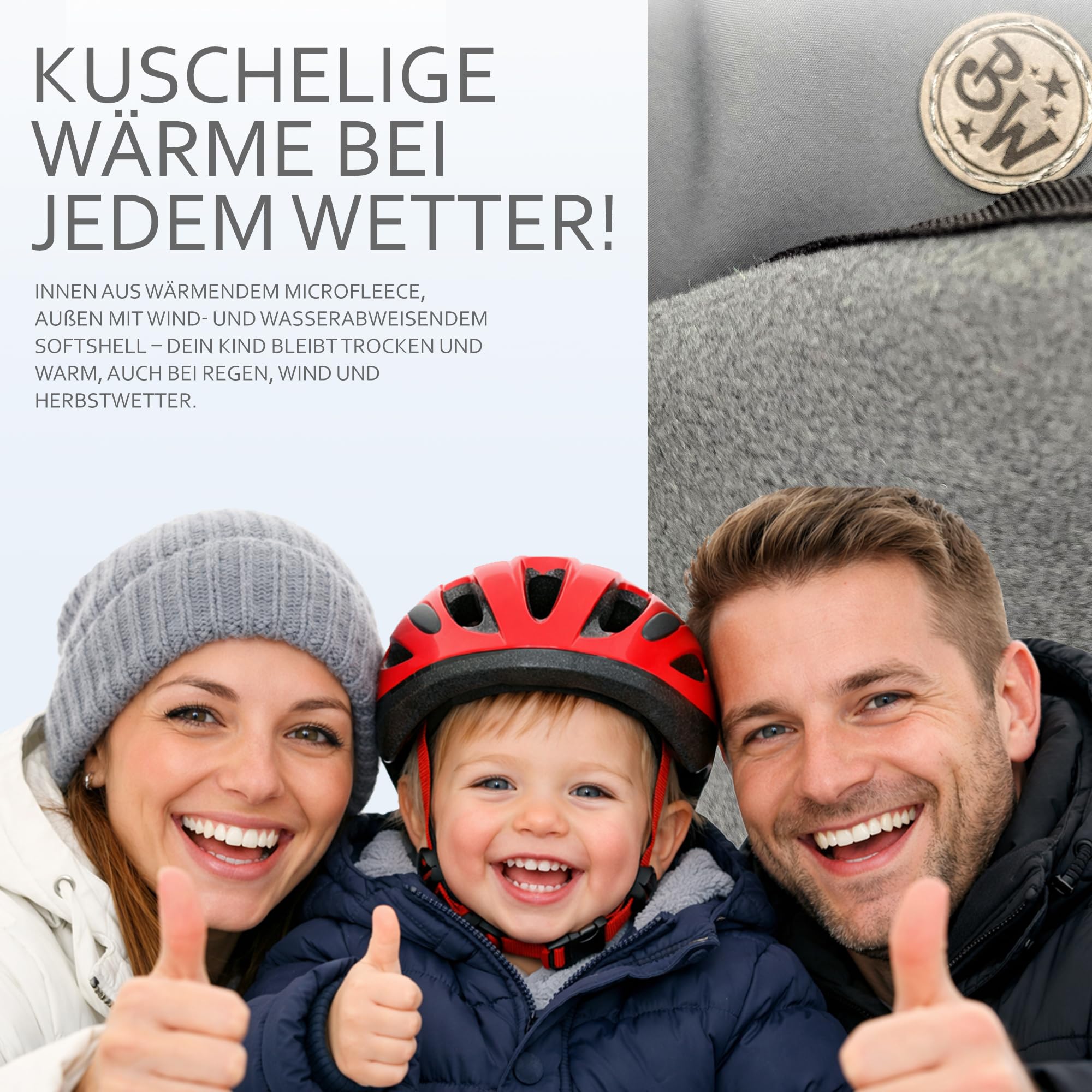 BambiniWelt by Rafael K. Jambières pour enfant - Couvre-jambes pour siège de vélo - Chancelière Römer avec manchon en micropolaire - Coupe-vent et imperméable
