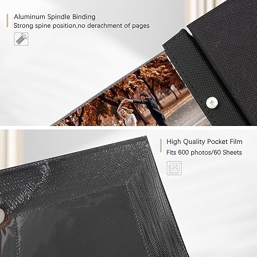 Miniatura 6 de Artmag Álbum de fotos de boda de 4 x 6 pulgadas, 600 fotos, cubierta de lino, libro de imágenes de gran capacidad para bodas, aniversario familiar,