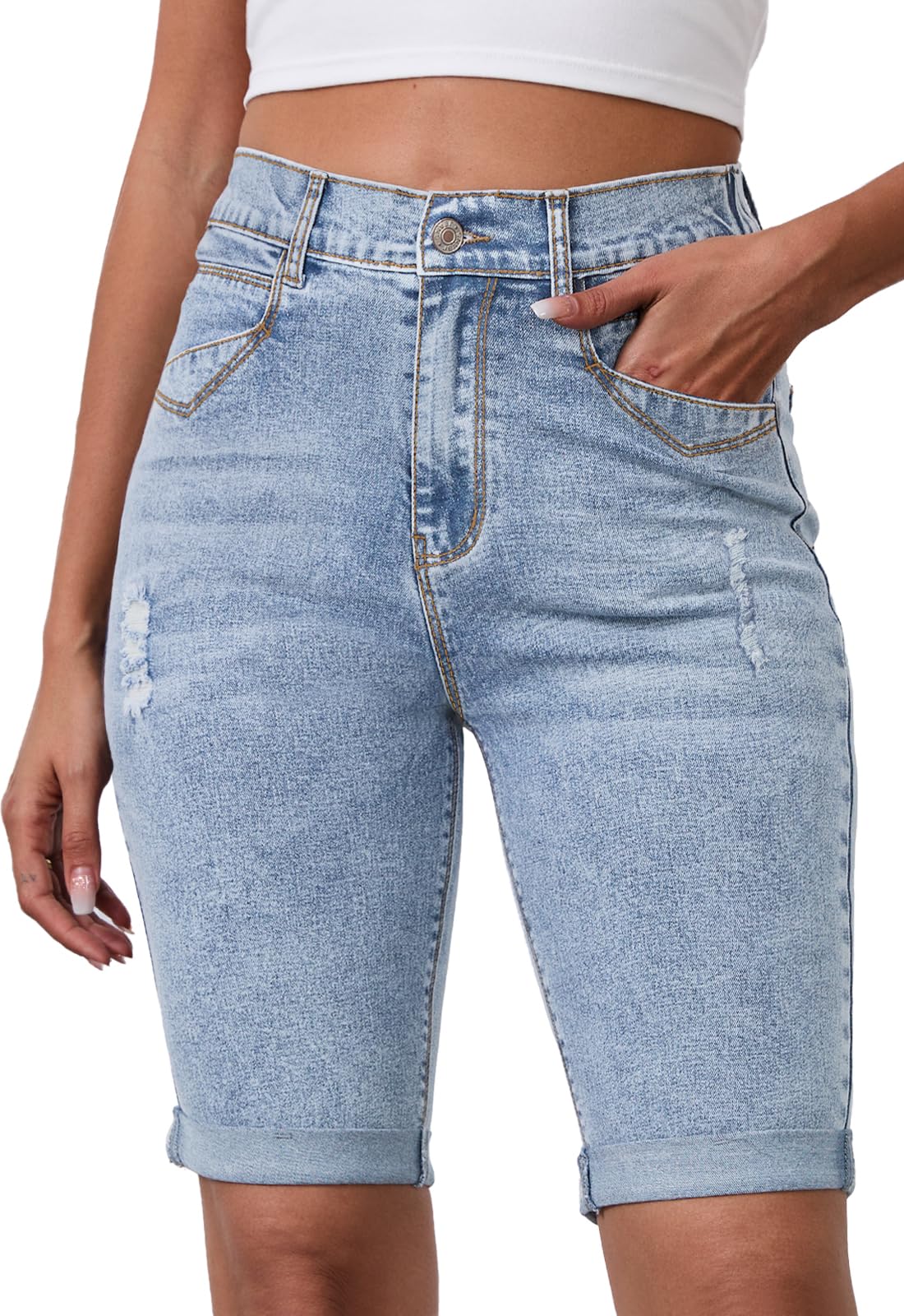 Alaster Queen Bermuda Shorts Damen Sommer Mode Kurze Hose Damen Freizeit Denim Shorts