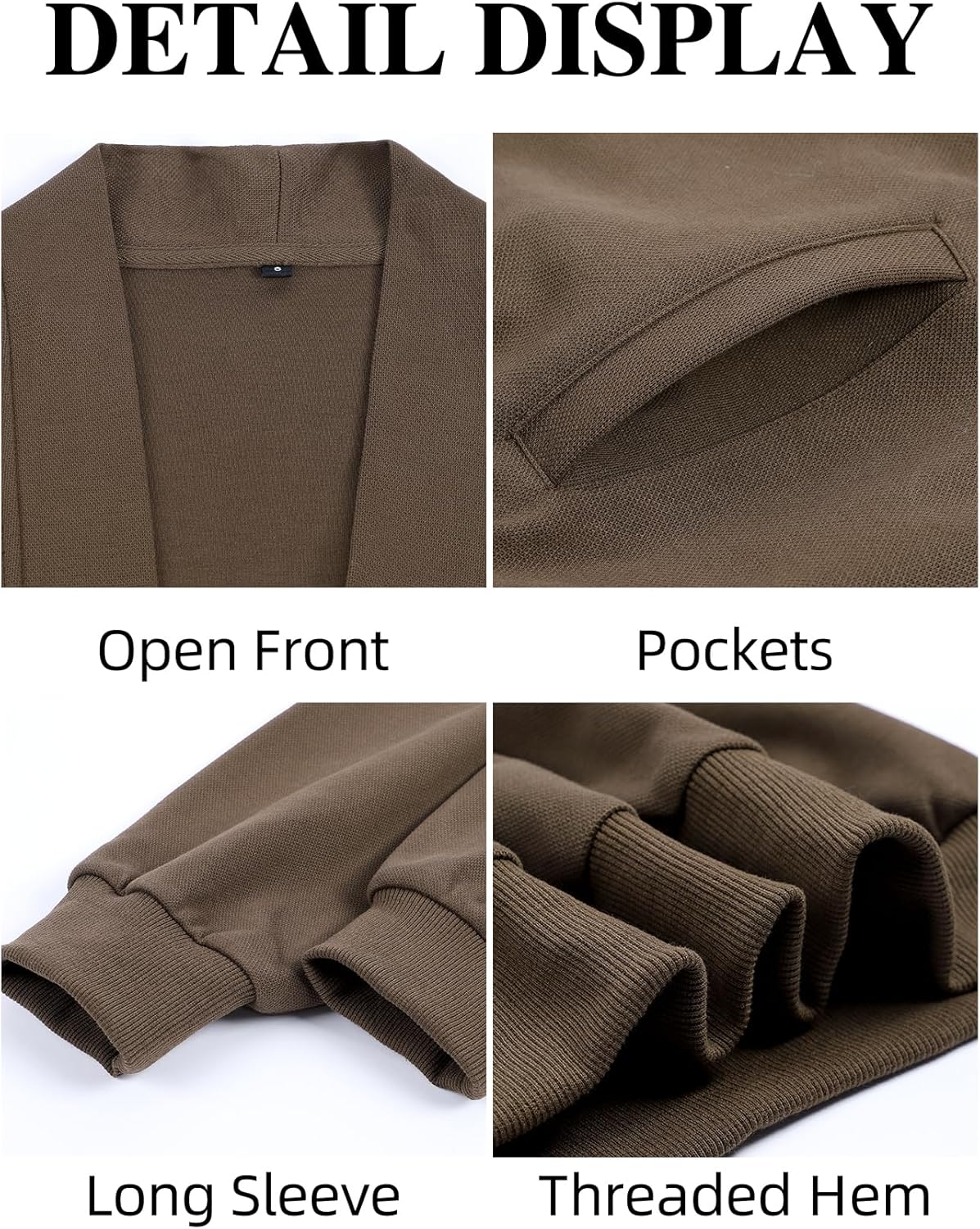 Arssm Women Sweatshirt Cardigan Cotton Oversized Open Front Drop Shoulder Long Sleeve Fall Cardigan - Image 7