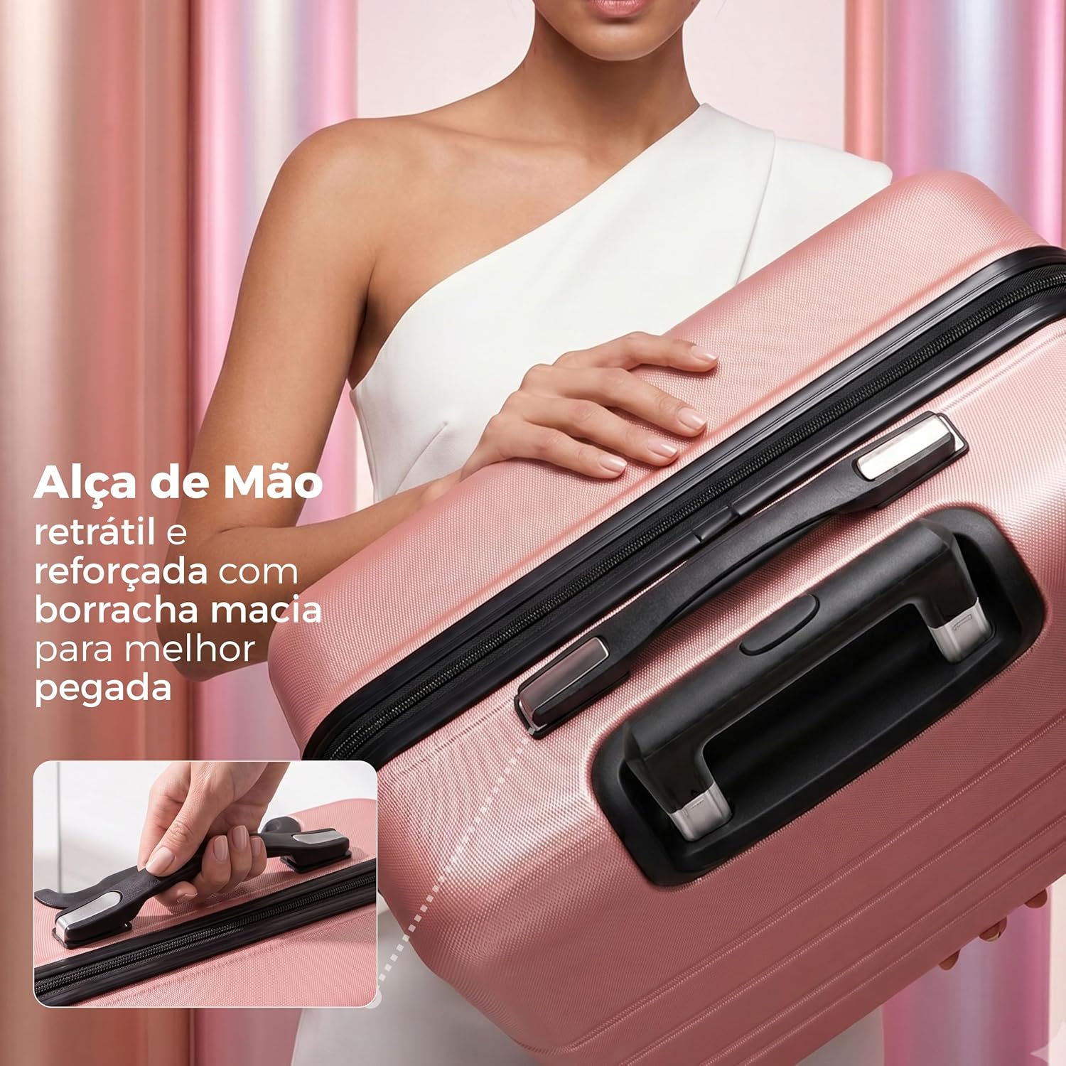 SANTINO Mala de Bordo 10kg ABS Rígida Leve e Durável com Cadeado de Senha Rodas 360º Silenciosas e Puxador Ajustável em 3 Alturas Design Elegante [Bruxelas] (Rosa)