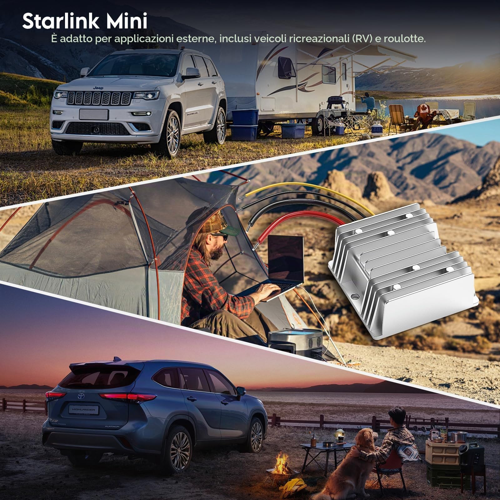 XLTTYWL Starlink - Mini adattatore da 12 V, convertitore booster DC-DC da 144 W, alimentatore Starlink Mimi max da 12 V a 48 V 3 A, con cavo CC da 2 m per mini Starlinks Dishy