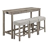 BKNROIHB Industrial Dining Table Set with Power Outlet and Ergonomic Chairs for Living Room, Dining Room, Game Room(Brown)