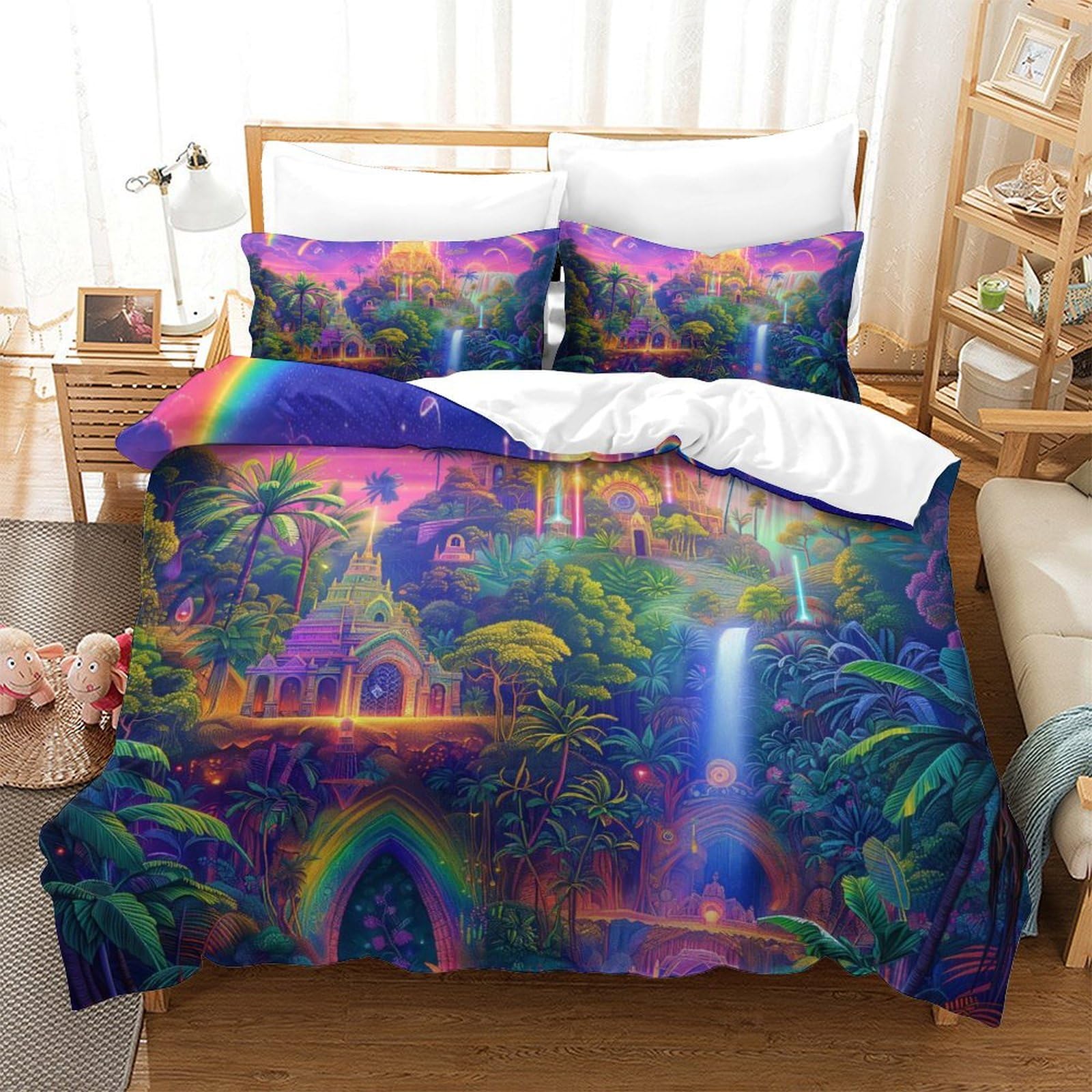 Housse de couette 3D Le Rainbow microfibre lit Super King 260x220cm