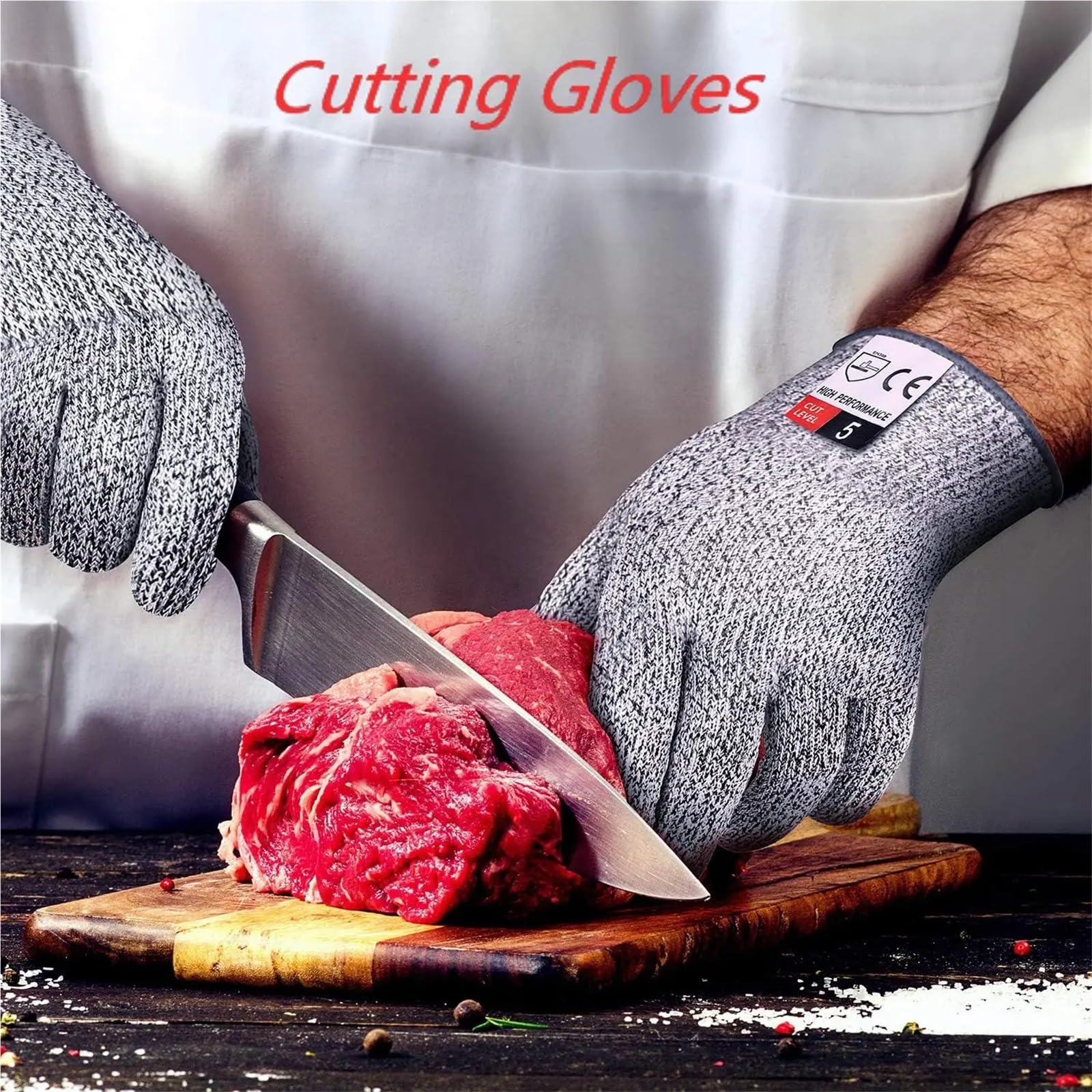 1 par de guantes anticorte nivel 5 protección for cocina, seguridad for cortar carne y madera Resistente a pinchazos(Medium)