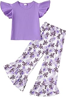 Little Girls Clothes 2 Piece Outfit Kids Long Sleeve T Shirt Pant Set Cute Fall Winter Outfits for Girl Age 4-8 - Buy now