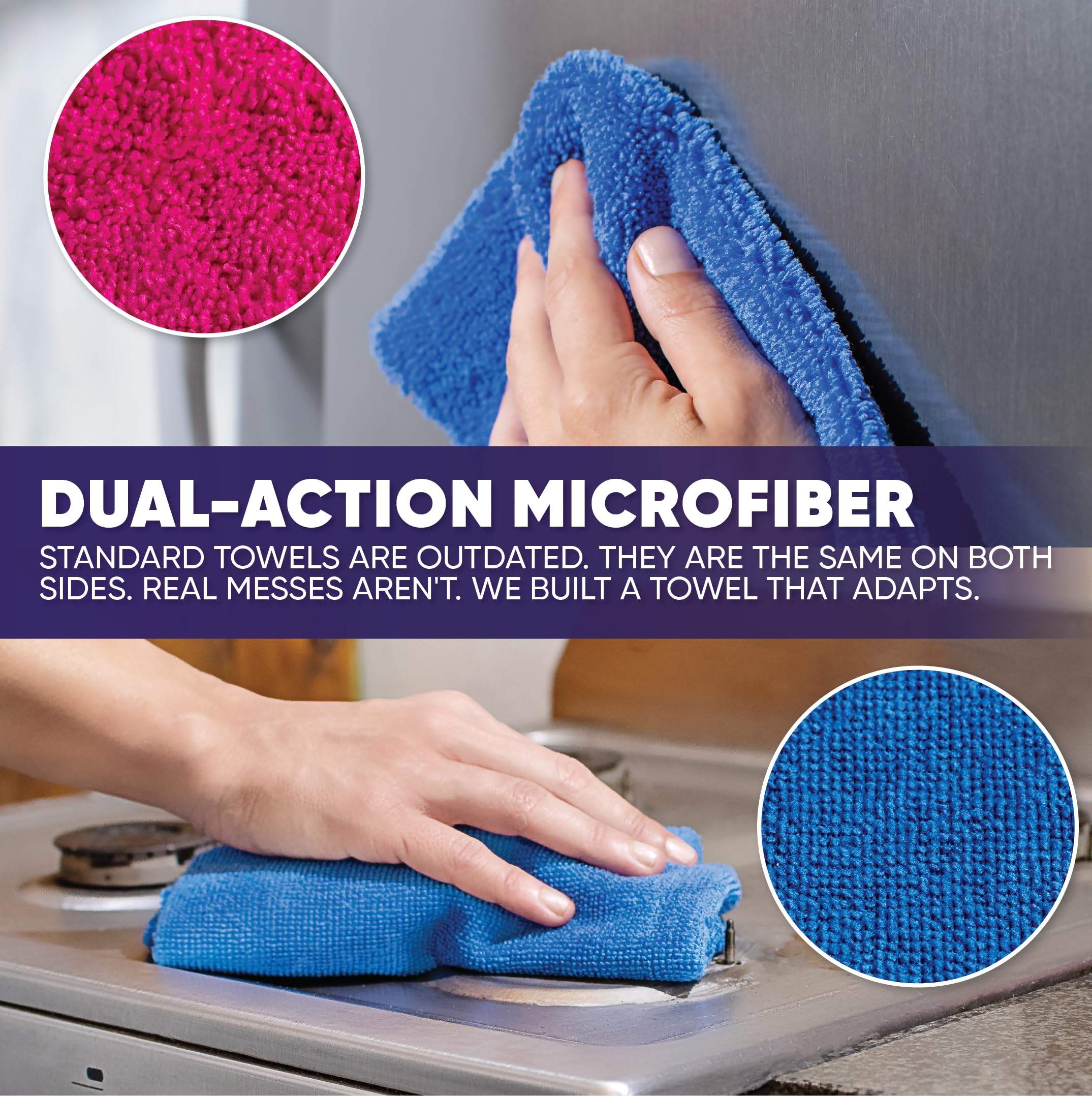 Microfiber Wholesale Pronto Towels Microfiber Towels Cloths for Dusting Scrubbing Cleaning - Dual Sided Soft Plush Mesh Scrub — view 4