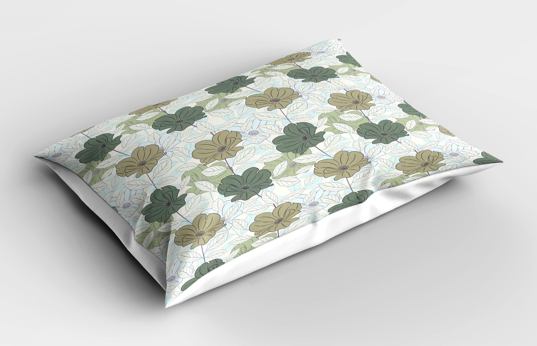 Ambesonne Floral Pillow Sham Set of 2, Demonstration of Botanical Themed Pastel Colored Roses Along Faded Leaves, Quality Microfiber Bedding Item for All Seasons, 36
