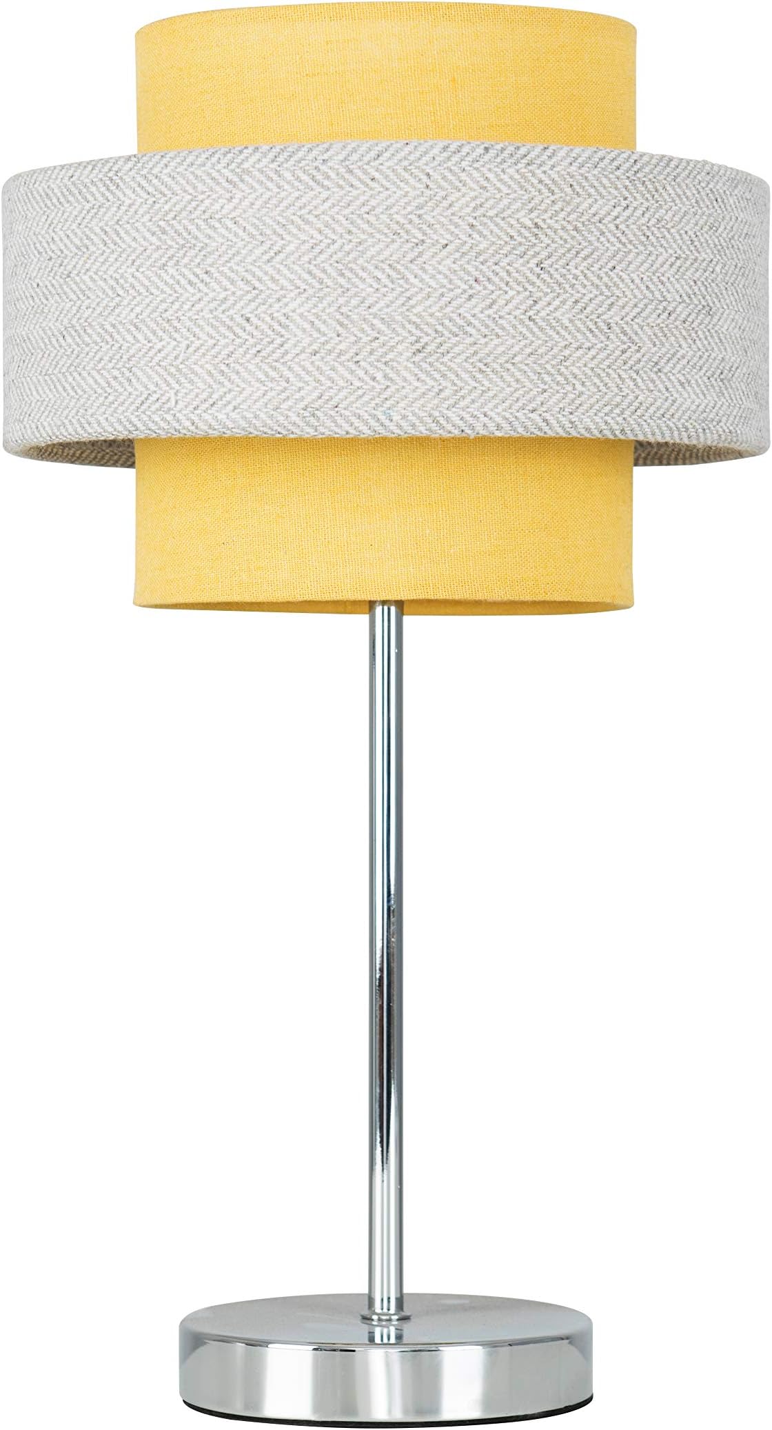LITECRAFT Table Lamp Ceramic E14 Base with Pale Grey Drum Shade