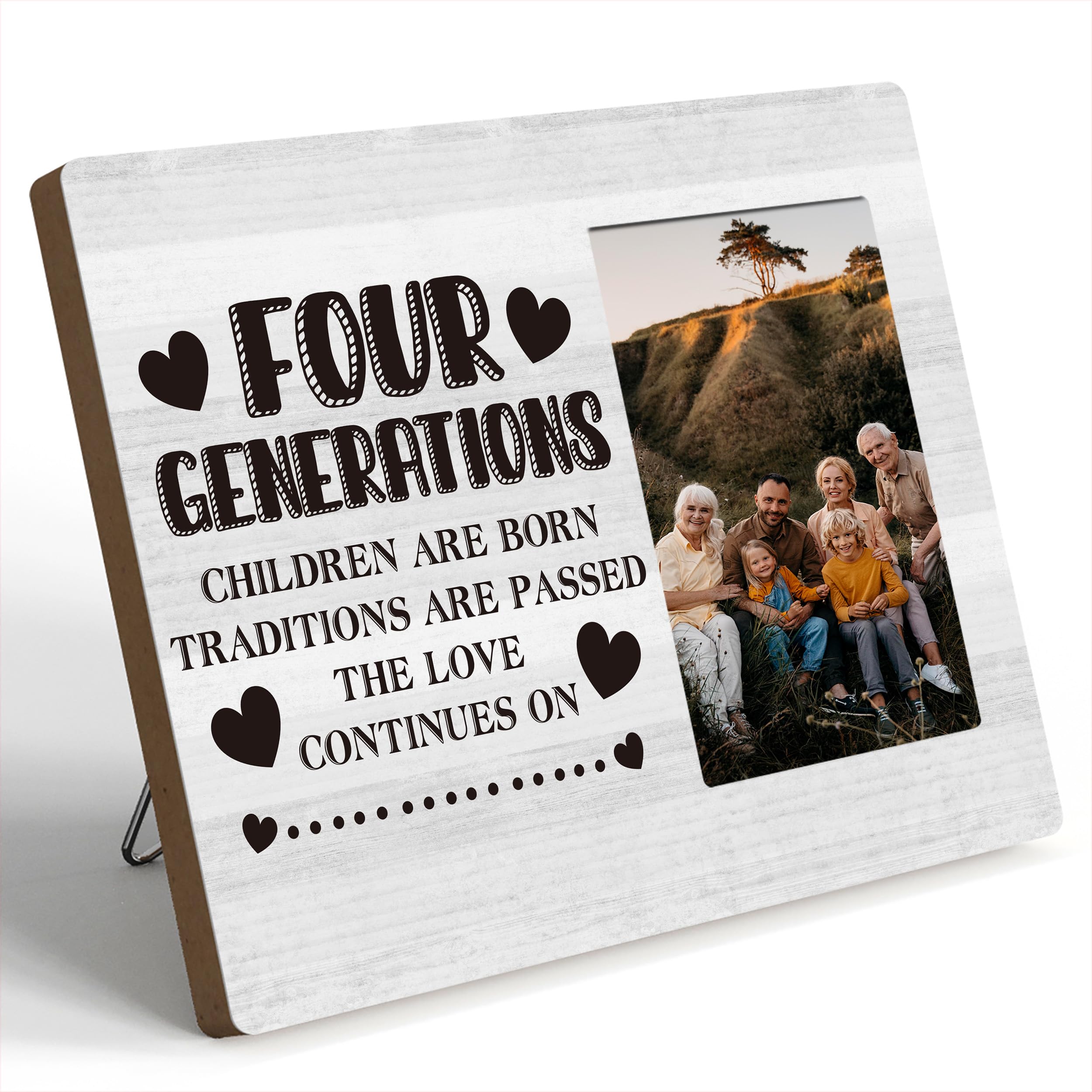HEWBE Four Generations Photo Frame Gift for Family Renion Party Fits 4x6 Inches Photo
