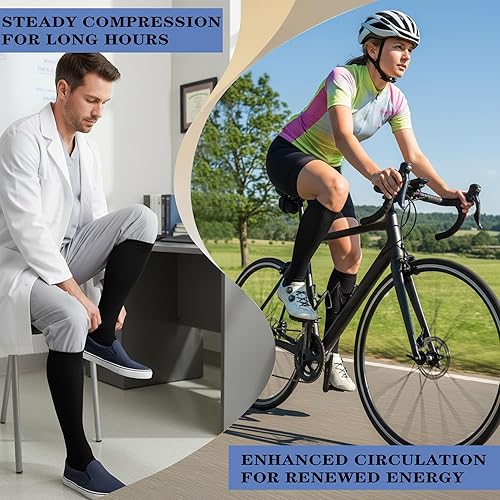 Miniatura 7 de Calcetines unisex de compresión graduada de cobre para mejorar la circulación, 8 pares de 15-20mmHg de compresión, para correr, atletismo y ciclismo