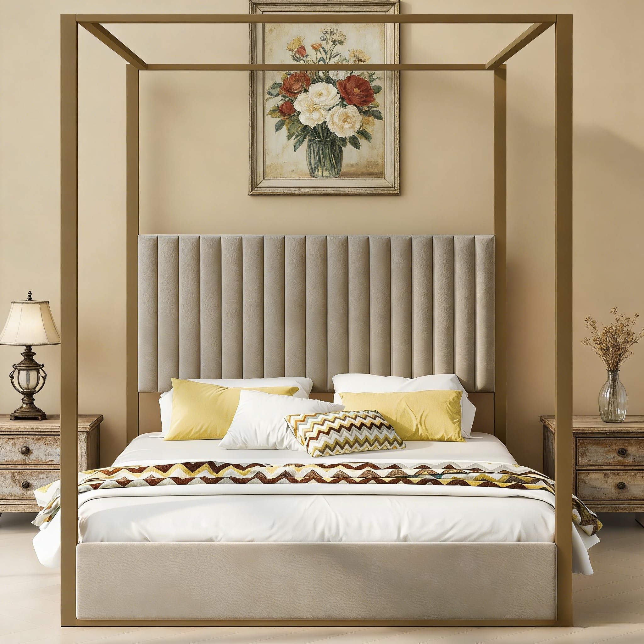 LUMISOL Queen Size Canopy Bed